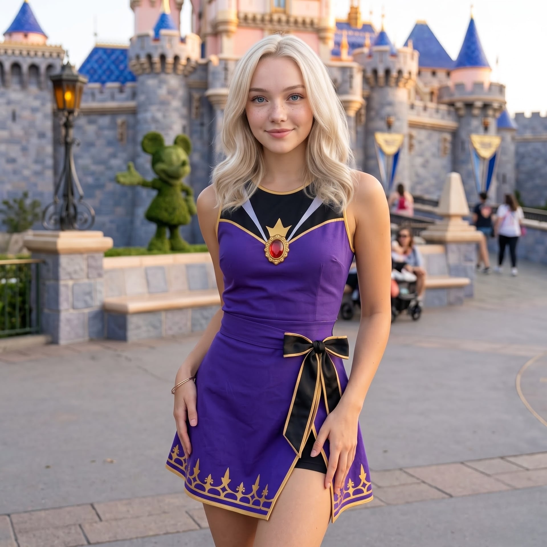 Princess Purple Tennis Dress, Snow White Bow Skort Dress, Fairy Tale Character Outfit, Theme Park Vacation Dress, Cute Summer Princess Clothing - Image 4