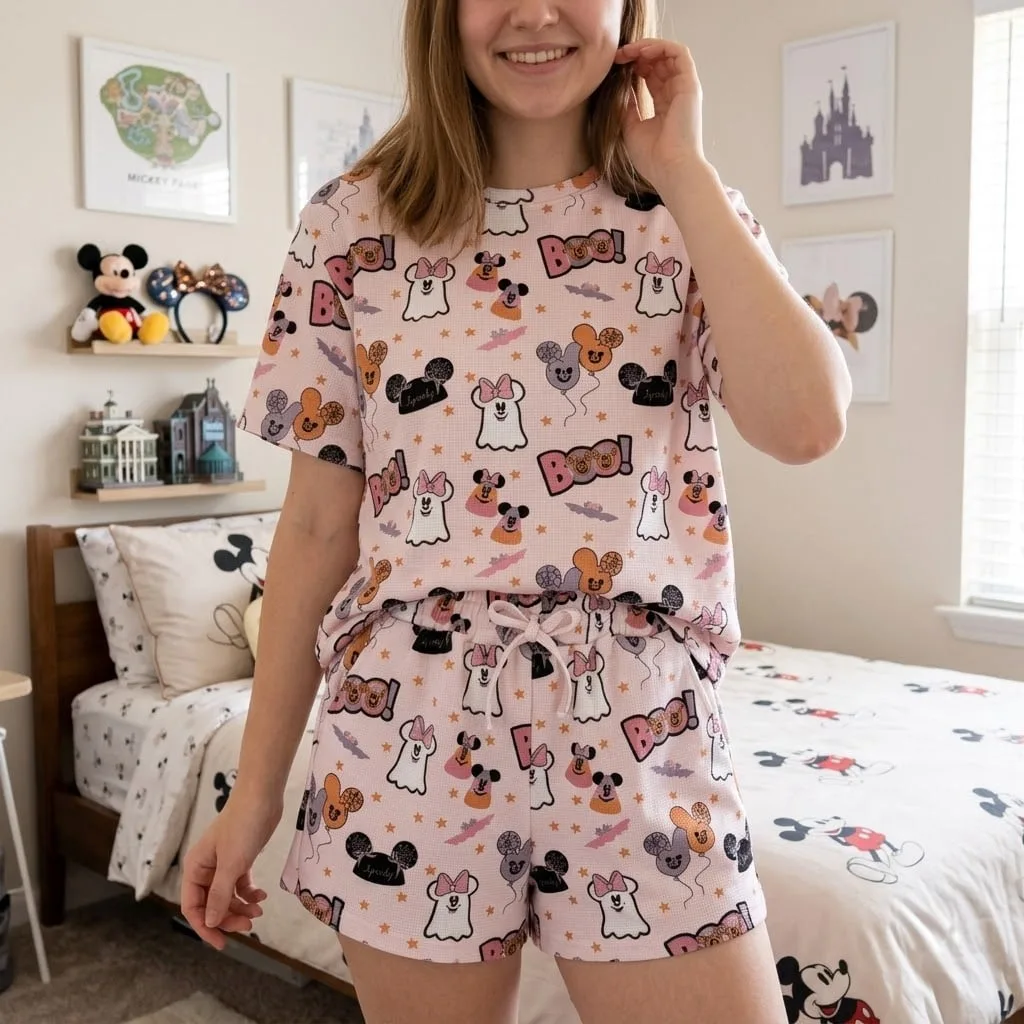Mickey Halloween Cozy Heavyweight Loungewear, Boo To You Pajamas Set, Cute Ghostface Waffle Set - Image 2