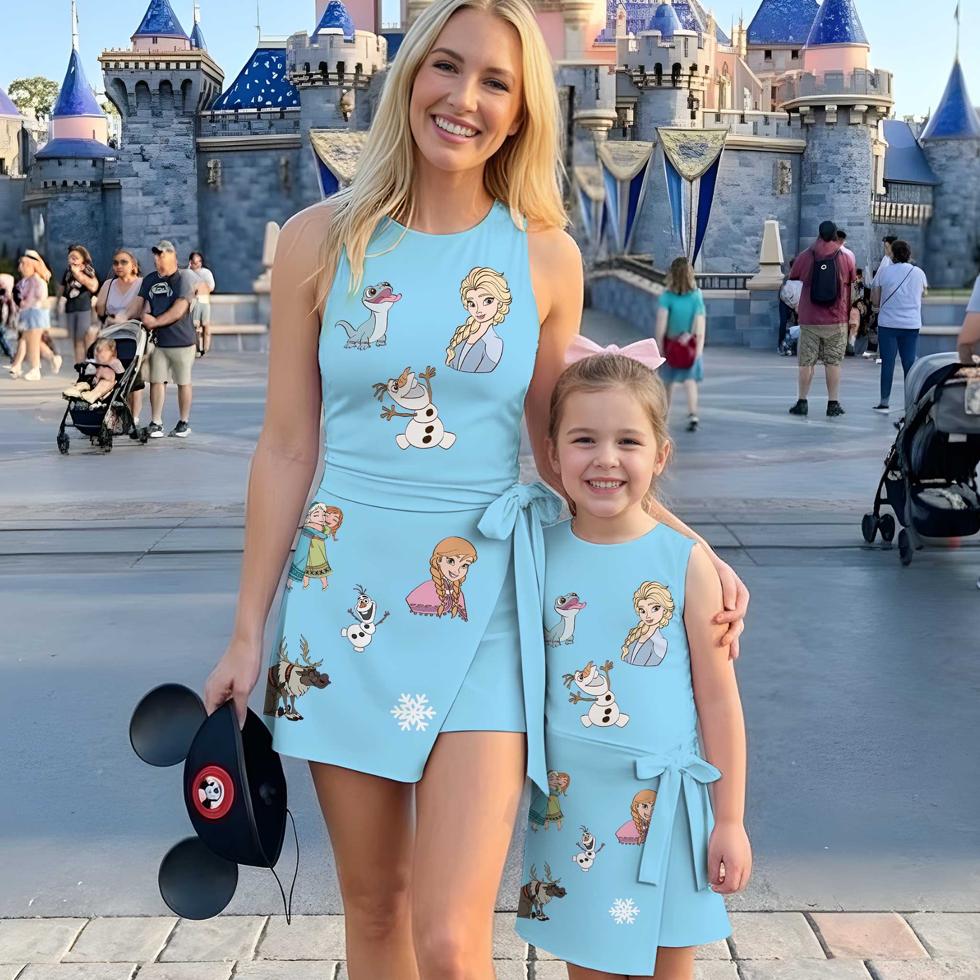 Frozen Inspired Mother Daughter Matching Outfit, Elsa & Anna Tennis Dress & Girls Skater Dress, Fairy Tale Character Outfit, Theme Park Vacation Clothing, Cute Princess Family Outfit