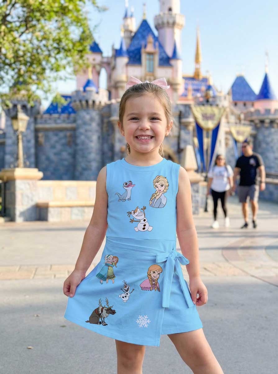 Frozen Inspired Mother Daughter Matching Outfit, Elsa & Anna Tennis Dress & Girls Skater Dress, Fairy Tale Character Outfit, Theme Park Vacation Clothing, Cute Princess Family Outfit - Image 5
