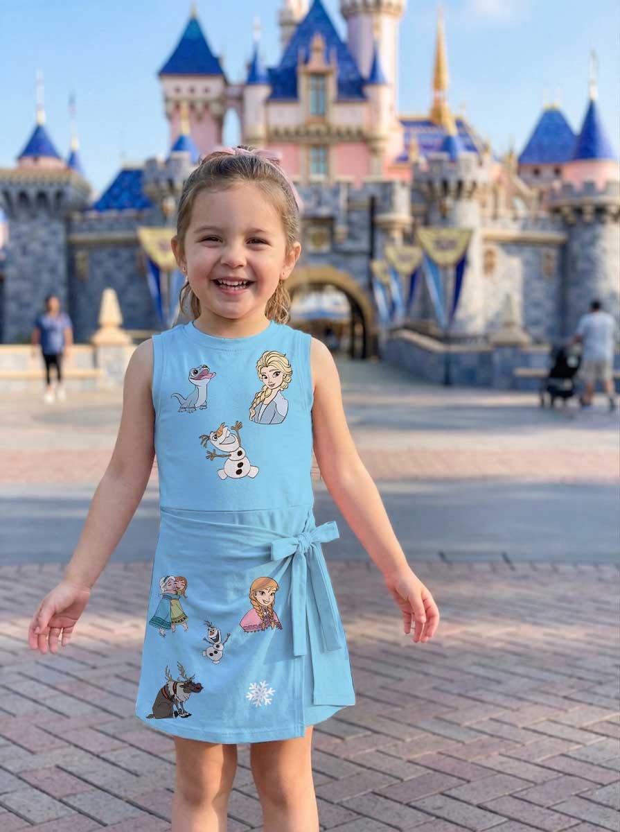 Frozen Inspired Mother Daughter Matching Outfit, Elsa & Anna Tennis Dress & Girls Skater Dress, Fairy Tale Character Outfit, Theme Park Vacation Clothing, Cute Princess Family Outfit - Image 4