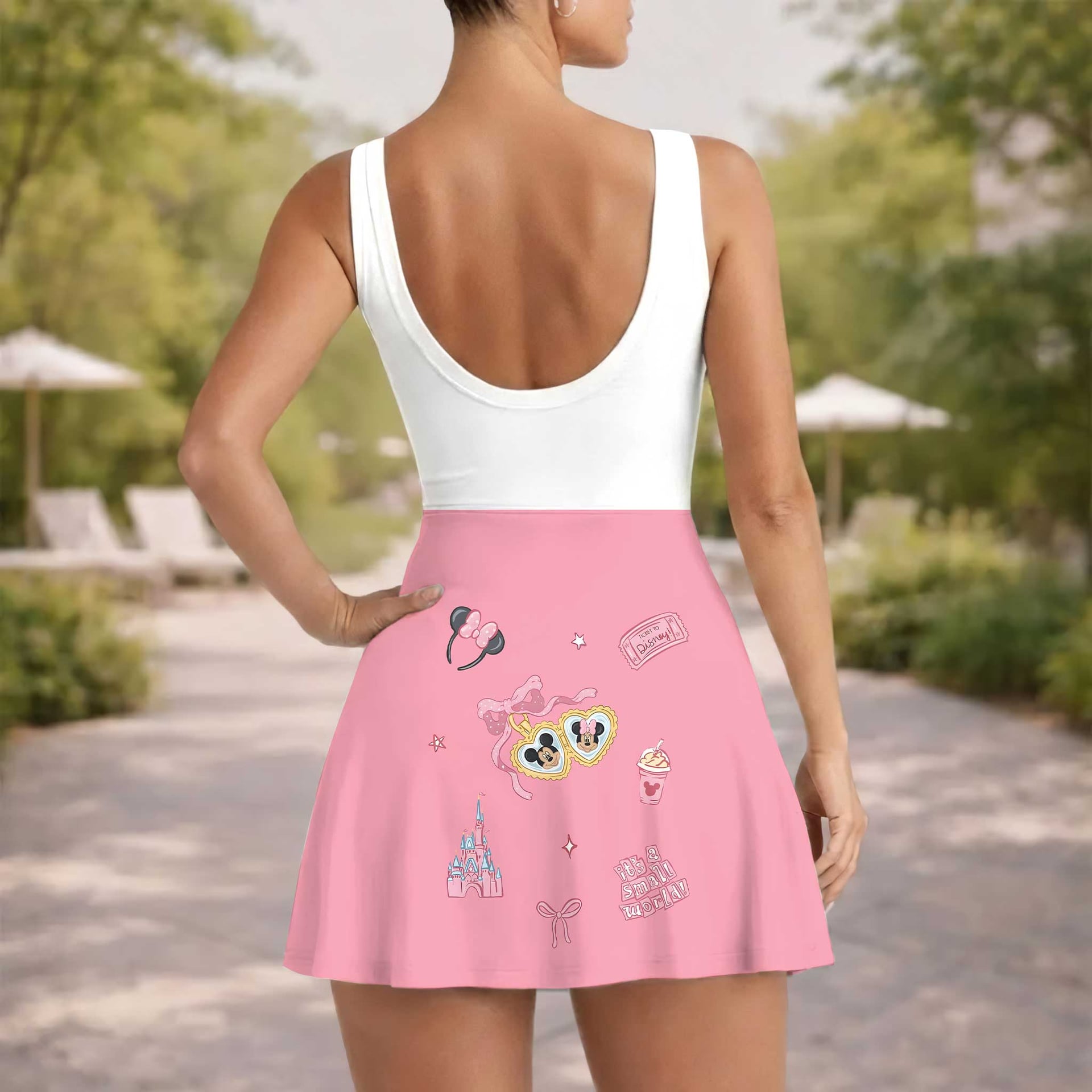 Mickey & Minnie Mother Daughter Matching Outfit, Pink Bow Tennis Dress & Girls Skater Dress, Cute Character Outfit, Theme Park Vacation Clothing, Cute Summer Family Outfit - Image 5