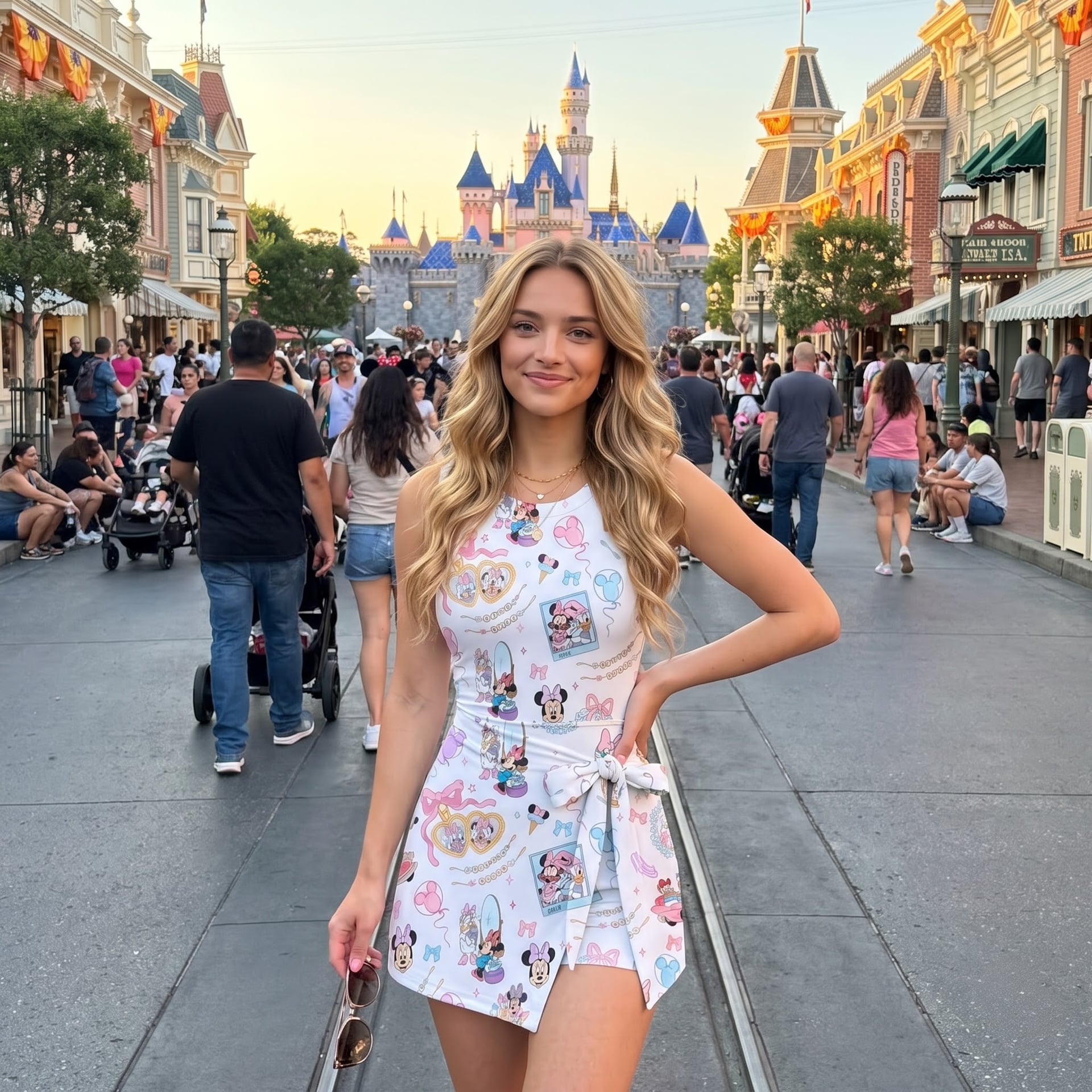 Minnie & Daisy Tennis Dress, Cute Pink Character Print Bow Skort Dress, Theme Park Vacation Outfit, Magical Park Trip Dress, Cute Summer Character Clothing for Women - Image 4
