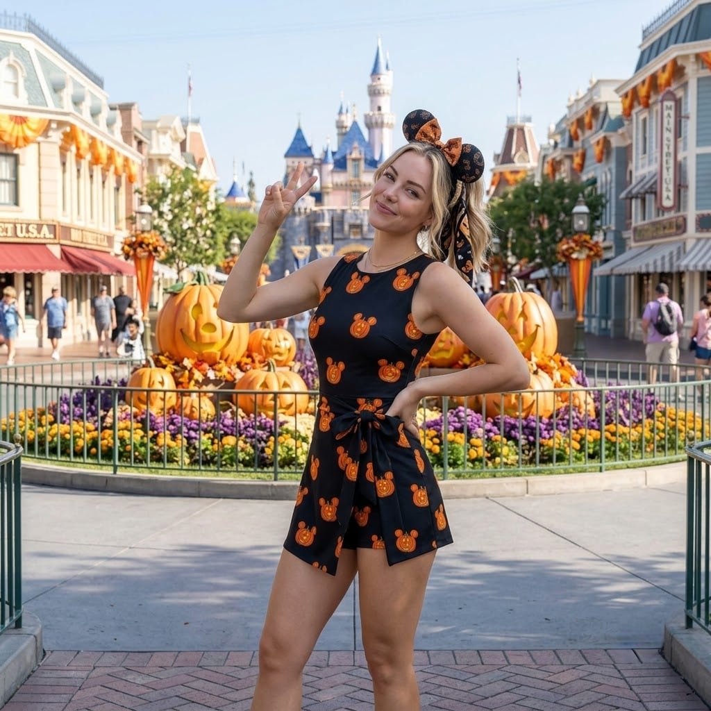 Mickey Pumpkin Mother Daughter Matching Outfit, Women’s Tennis Dress & Girls Skater Dress, Halloween Character Outfit, Theme Park Vacation Dress, Cute Fall Family Clothing - Image 4