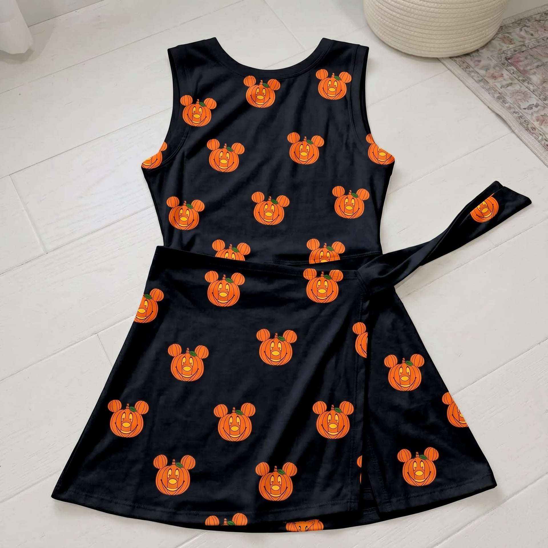 Mickey Pumpkin Mother Daughter Matching Outfit, Women’s Tennis Dress & Girls Skater Dress, Halloween Character Outfit, Theme Park Vacation Dress, Cute Fall Family Clothing - Image 2