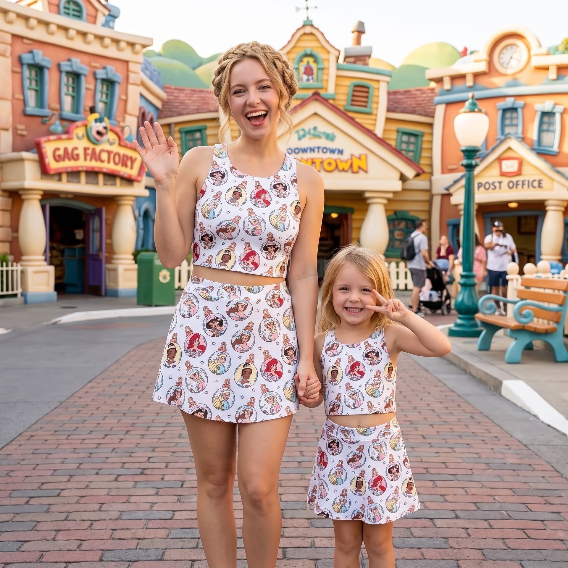 Disney Princess Mother Daughter Matching Dress Set, Princess Portrait Two Piece Dress Set, Fairy Tale Character Outfit, Theme Park Vacation Clothing, Cute Summer Princess Family Outfit - Image 4