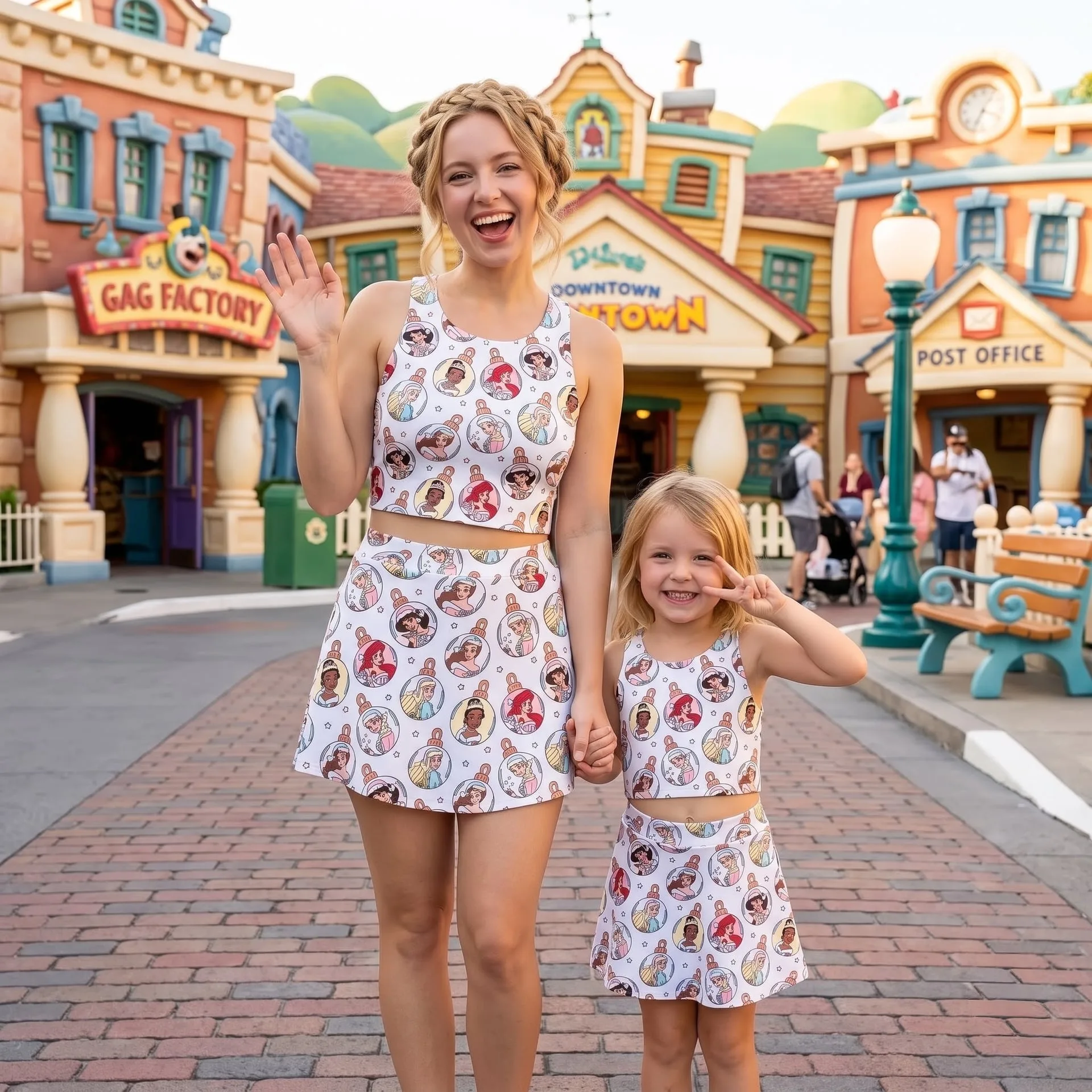 Disney Princess Mother Daughter Matching Dress Set, Princess Portrait Two Piece Dress Set, Fairy Tale Character Outfit, Theme Park Vacation Clothing, Cute Summer Princess Family Outfit - Image 4