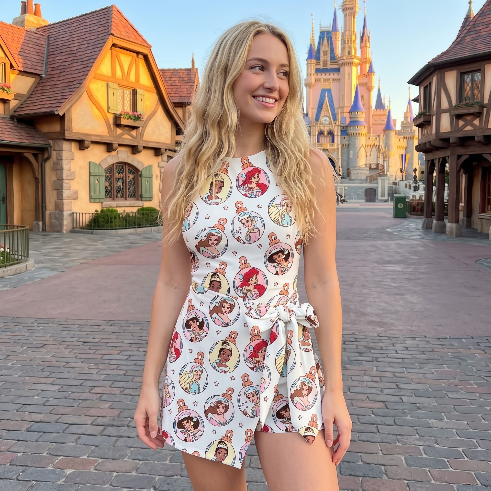 Disney Princess Mother Daughter Matching Tennis Dress, Princess Portrait Bow Skort Tennis Dress, Fairy Tale Character Outfit, Theme Park Vacation Clothing, Cute Summer Princess Family Outfit - Image 4