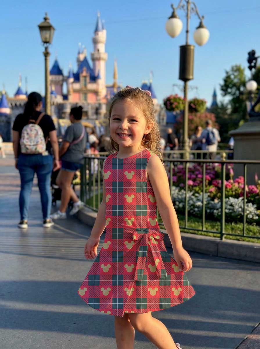 Mickey Mouse Inspired Christmas Mother Daughter Matching Tennis Dress, Red Green Plaid Mickey Icon Bow Skort Dress, Holiday Character Outfit, Theme Park Christmas Vacation Clothing, Cute Mommy and Me Outfit - Image 9