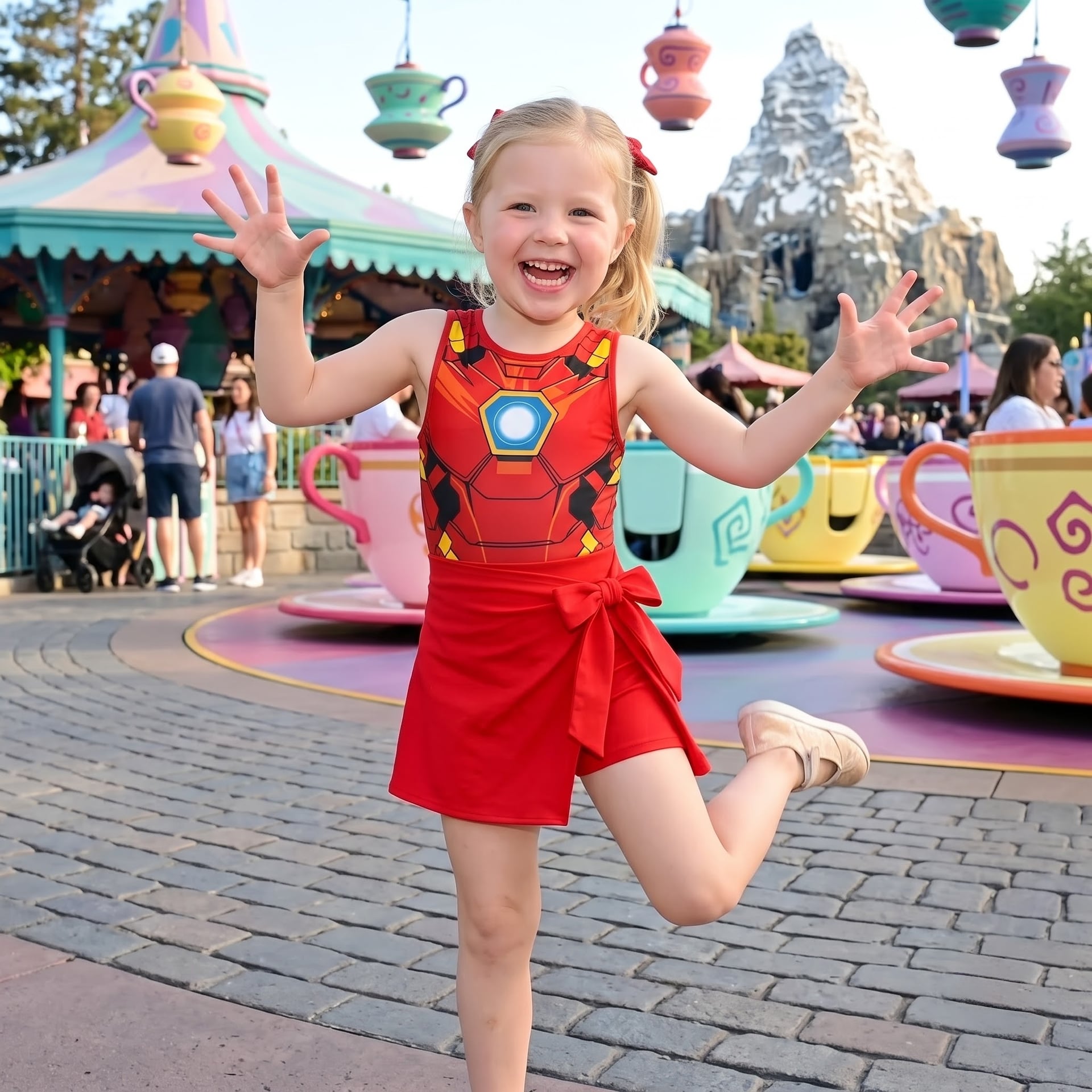Iron Man Inspired Mother Daughter Matching Tennis Dress, Red Armor Bow Skort Tennis Dress, Superhero Character Outfit, Theme Park Vacation Clothing, Cute Superhero Family Outfit - Image 4