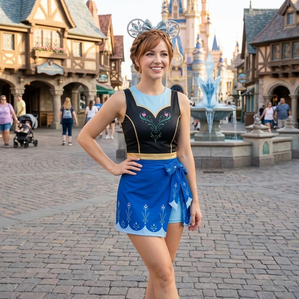 Anna Inspired Mother Daughter Matching Tennis Dress, Blue & Black Bow Skort Dress, Frozen Princess Character Outfit, Theme Park Vacation Clothing, Cute Mommy and Me Outfit - Image 3