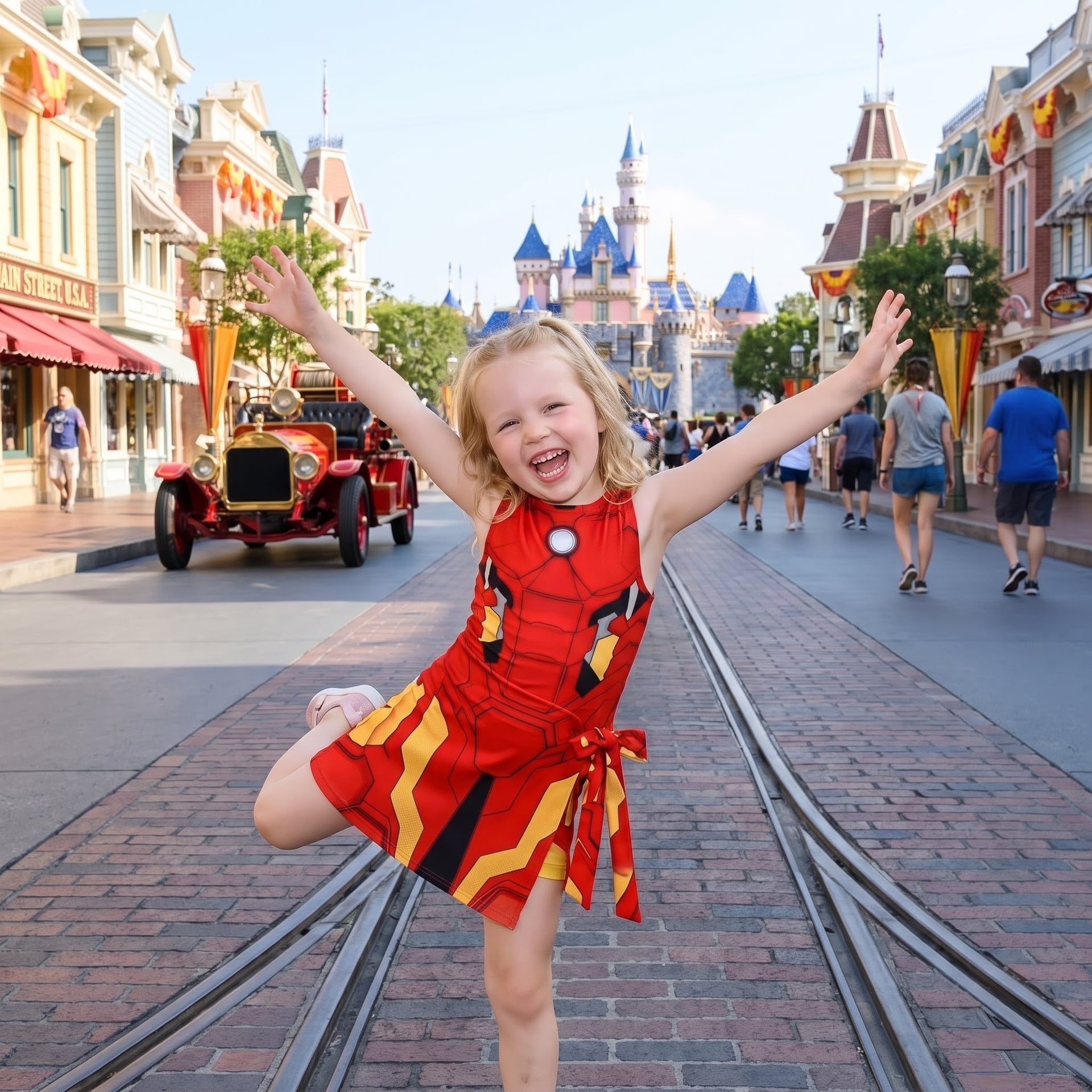 Iron Man Inspired Mother Daughter Matching Tennis Dress, Red & Gold Bow Skort Dress, Superhero Character Outfit, Theme Park Vacation Clothing, Cute Mommy and Me Outfit - Image 4