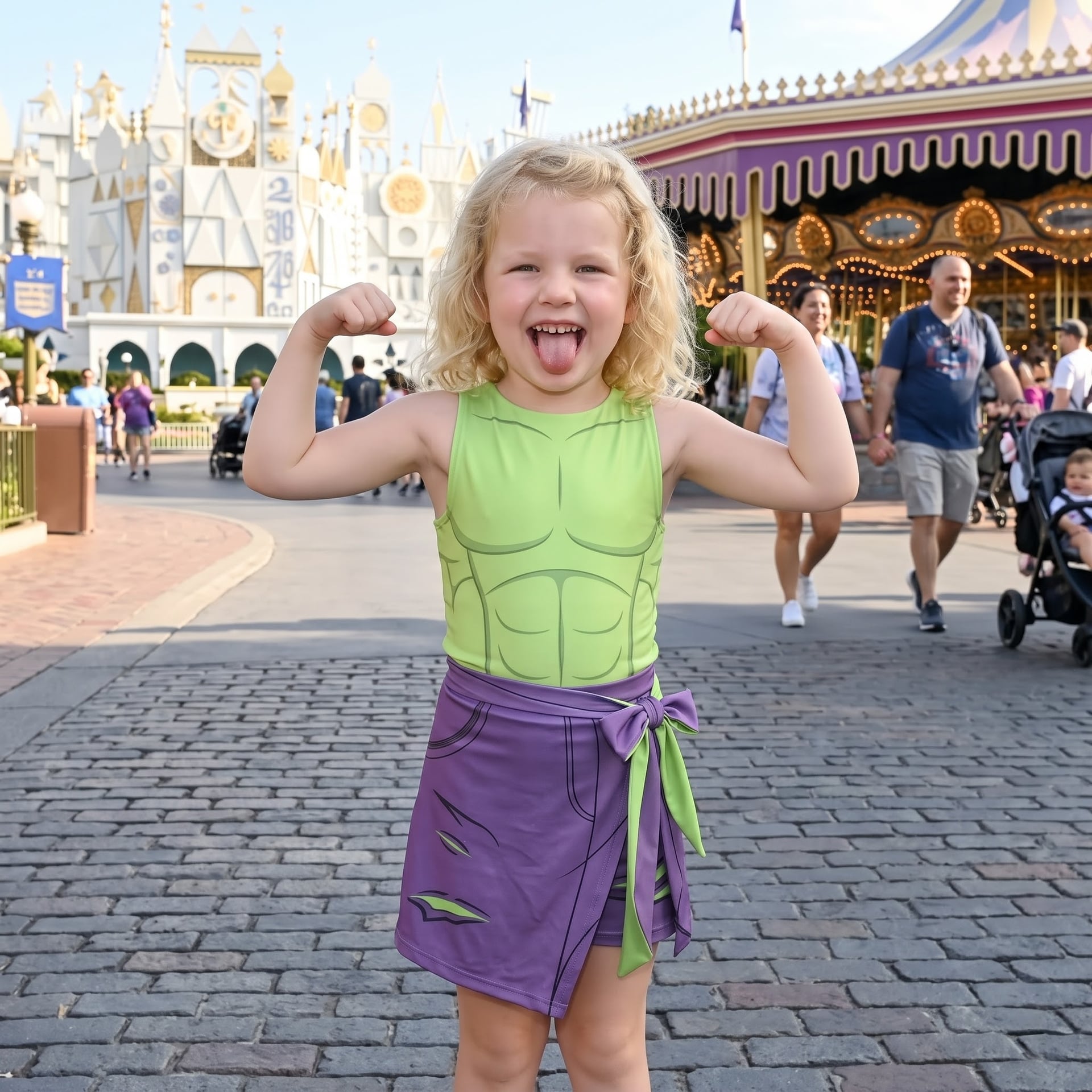 Hulk Inspired Mother Daughter Matching Tennis Dress, Green & Purple Bow Skort Dress, Superhero Character Outfit, Theme Park Vacation Clothing, Cute Mommy and Me Outfit - Image 4