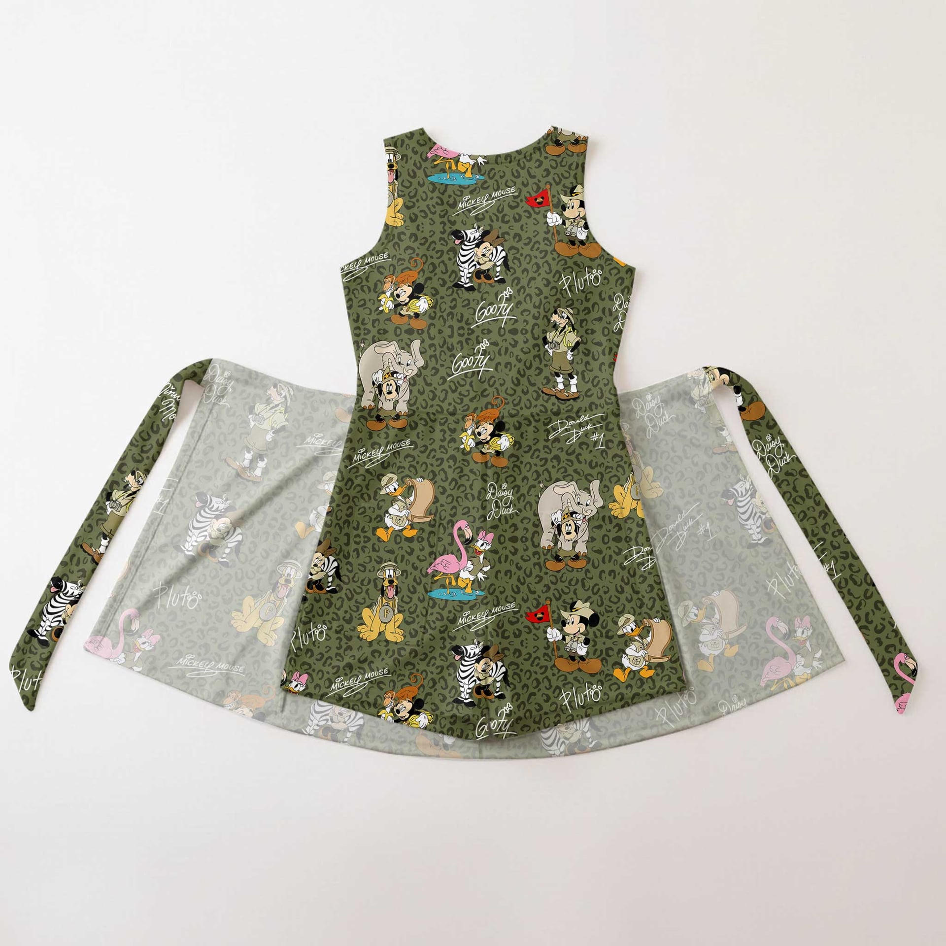 Disney Safari Mickey & Friends Inspired Mother Daughter Matching Tennis Dress, Green Leopard Animal Print Bow Skort Dress, Safari Character Outfit, Theme Park Vacation Clothing, Cute Mommy and Me Outfit - Image 2