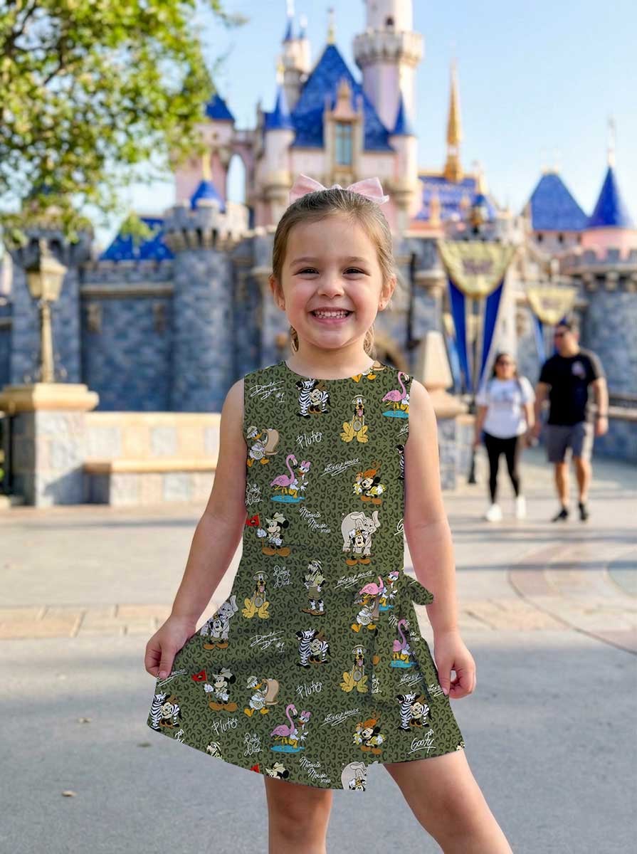 Disney Safari Mickey & Friends Inspired Mother Daughter Matching Tennis Dress, Green Leopard Animal Print Bow Skort Dress, Safari Character Outfit, Theme Park Vacation Clothing, Cute Mommy and Me Outfit - Image 6
