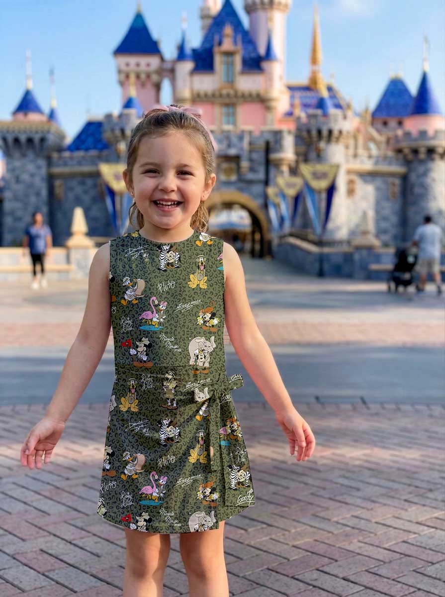 Disney Safari Mickey & Friends Inspired Mother Daughter Matching Tennis Dress, Green Leopard Animal Print Bow Skort Dress, Safari Character Outfit, Theme Park Vacation Clothing, Cute Mommy and Me Outfit - Image 8