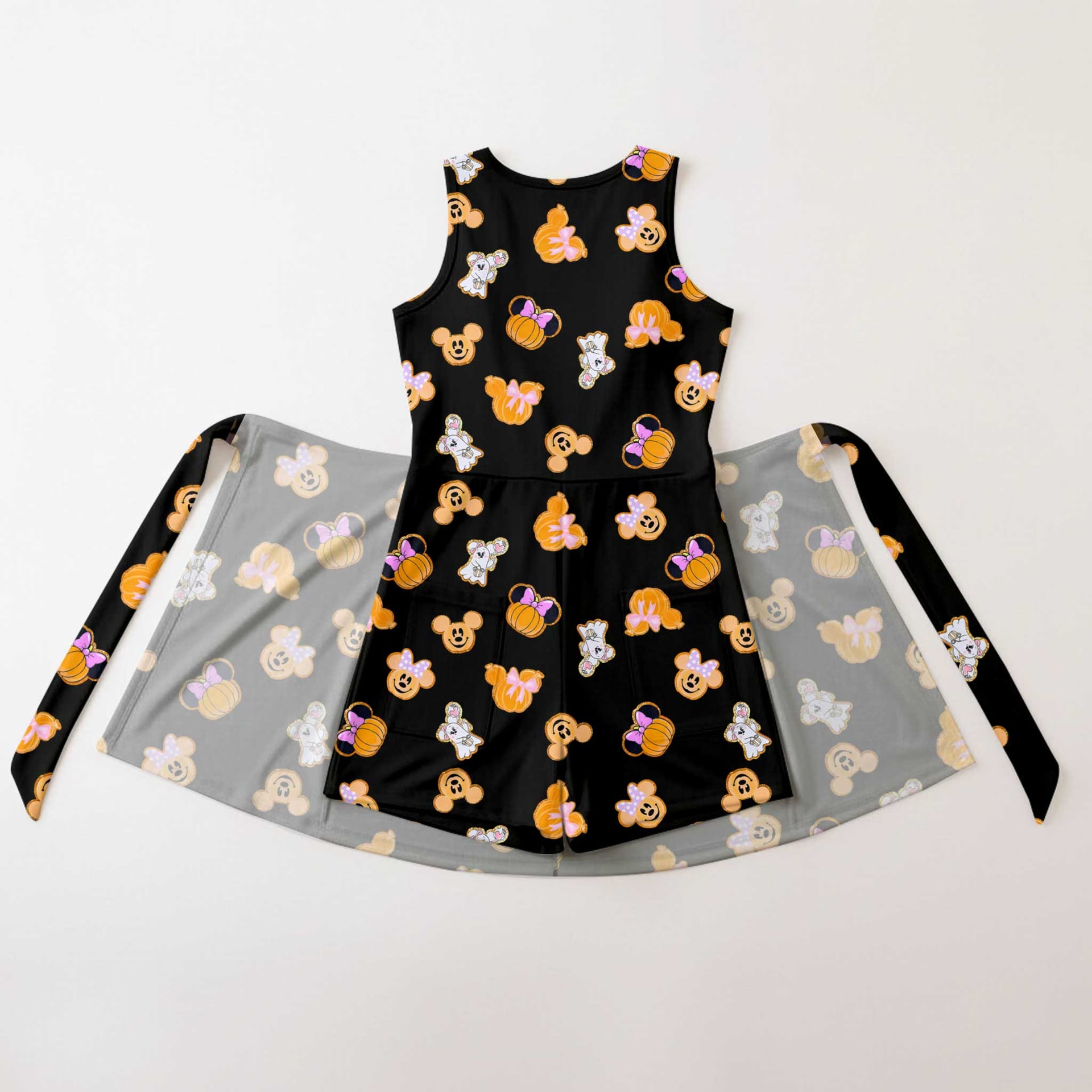 Disney Halloween Mickey & Minnie Inspired Mother Daughter Matching Tennis Dress, Pumpkin & Ghost Black Bow Skort Dress, Spooky Character Outfit, Theme Park Halloween Vacation Clothing, Cute Mommy and Me Outfit - Image 2