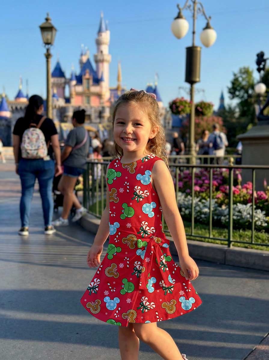 Mickey Inspired Christmas Matching Tennis Dress, Red Holiday Candy Cane & Gingerbread Character Print Skater Dress, Mother Daughter Matching Outfit, Theme Park Vacation Clothing, Cute Family Christmas Outfit - Image 9