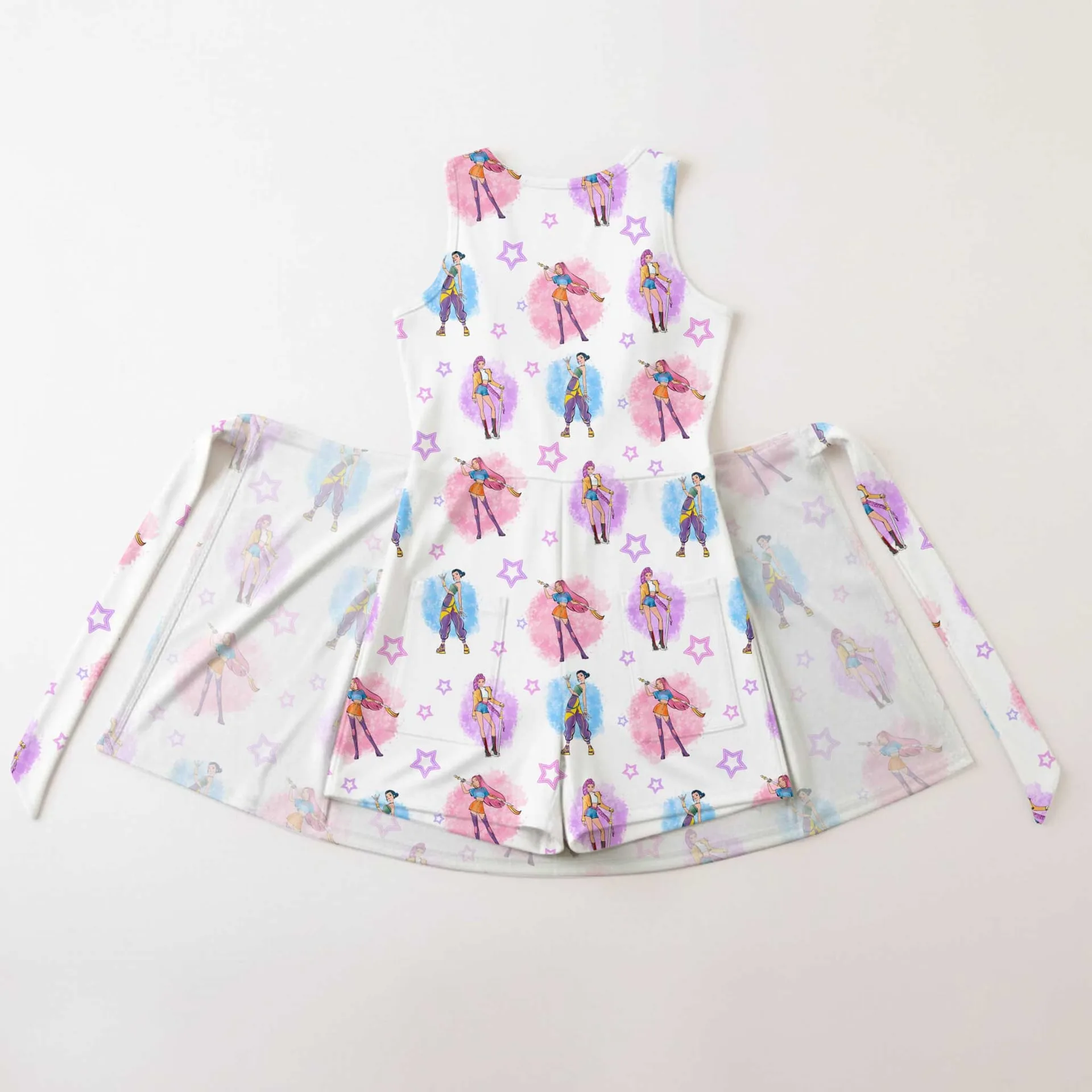 KPop Demon Hunters Inspired Tennis Dress, Rumi Mira Zoey Character Print Dress, Mother Daughter Matching Outfit, KPop Fan Gift, Theme Park Vacation Clothing - Image 2