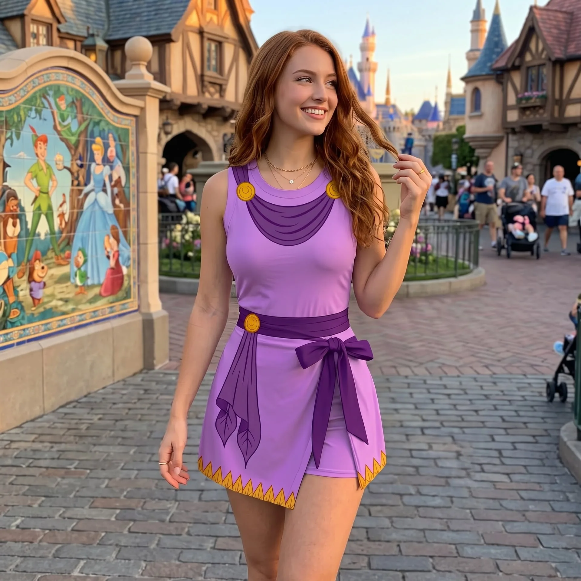 Hercules & Megara Inspired Matching Couple Outfit, Hercules Hawaiian Shirt & Megara Tennis Dress, Greek Mythology Character Outfit, Theme Park Vacation Clothing, Cute Couples Park Outfit - Image 3