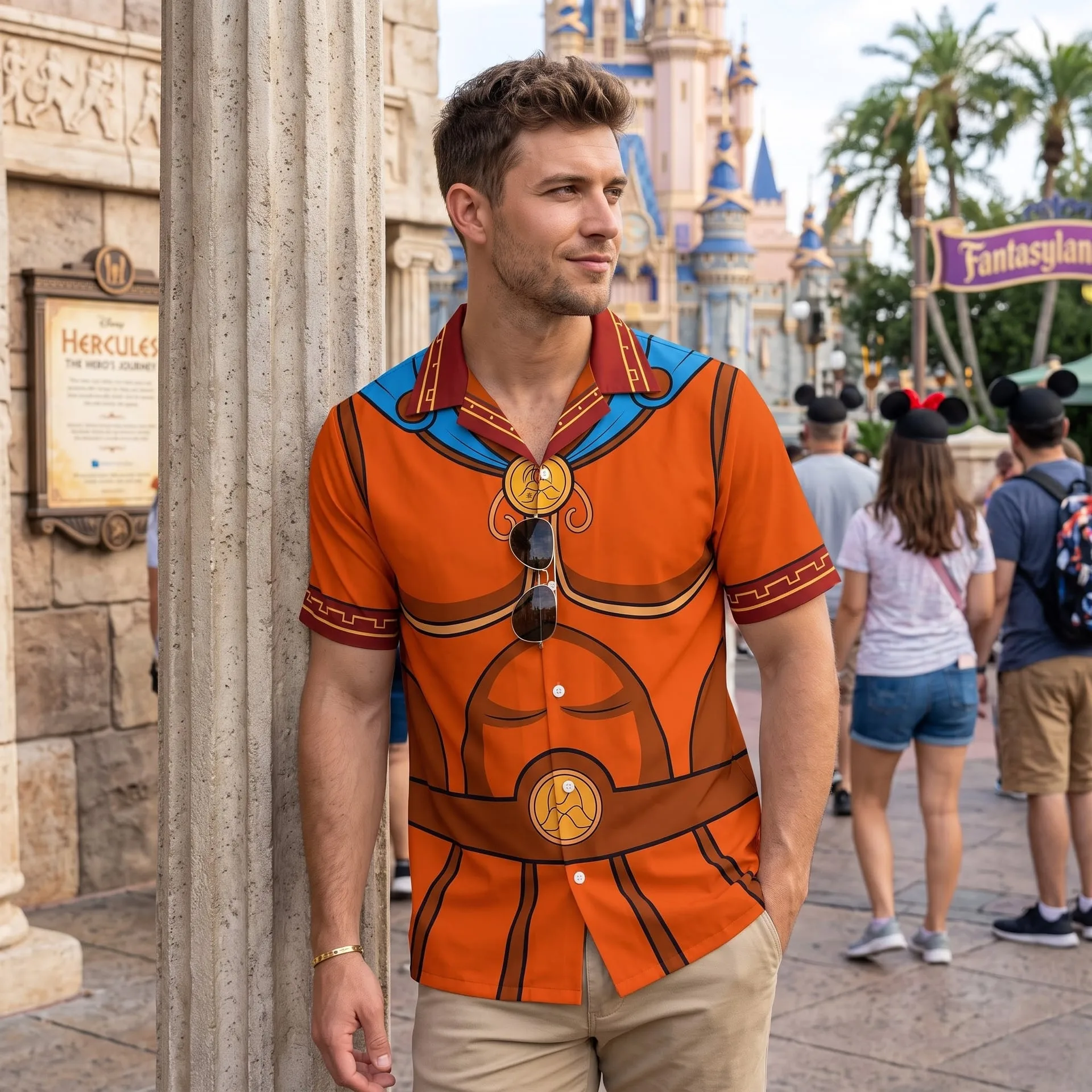 Hercules & Megara Inspired Matching Couple Outfit, Hercules Hawaiian Shirt & Megara Tennis Dress, Greek Mythology Character Outfit, Theme Park Vacation Clothing, Cute Couples Park Outfit - Image 4