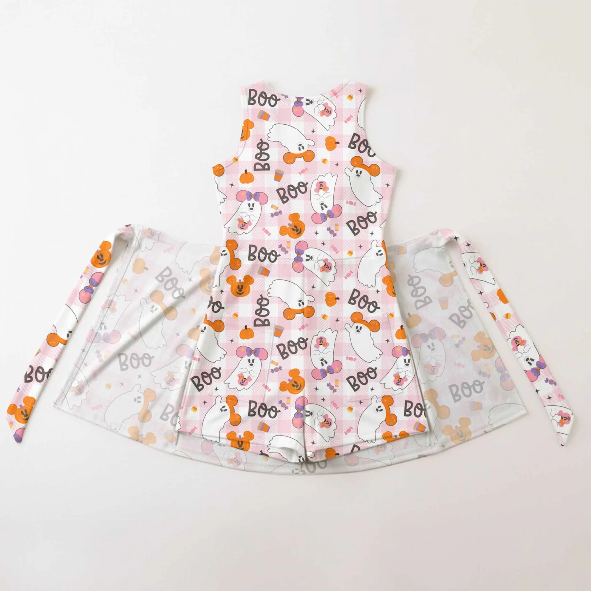 Mickey & Minnie Inspired Halloween Tennis Dress, Cute Ghost Boo Pumpkin Print Dress, Mother Daughter Matching Outfit, Theme Park Halloween Vacation Clothing - Image 2