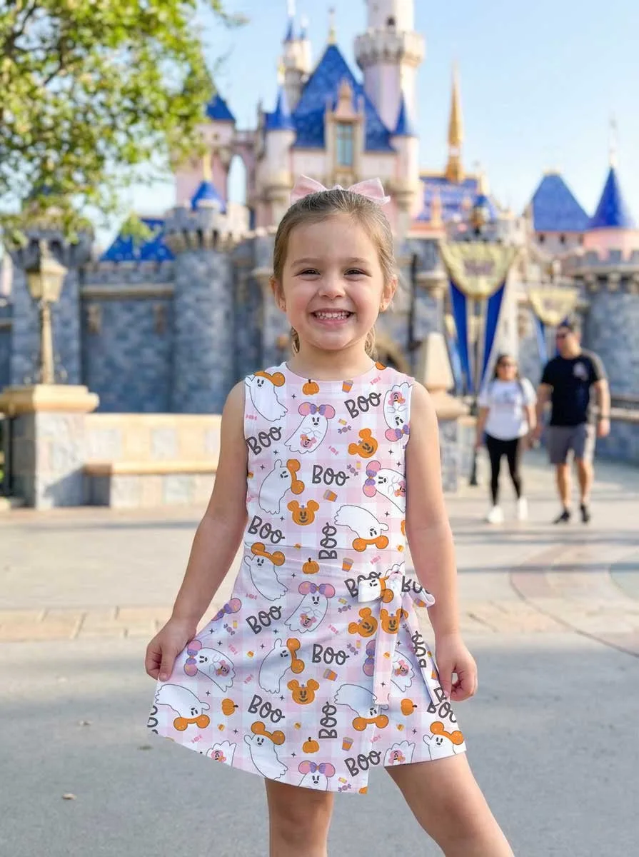 Mickey & Minnie Inspired Halloween Tennis Dress, Cute Ghost Boo Pumpkin Print Dress, Mother Daughter Matching Outfit, Theme Park Halloween Vacation Clothing - Image 9