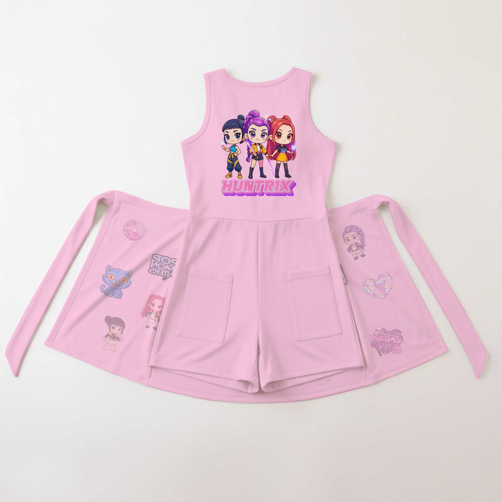 KPop Demon Hunters HUNTR/X Tennis & Skater Dress, Pink Rumi Mira Zoey Character Print Dress, Mother Daughter Matching Outfit, KPop Inspired Theme Park Vacation Clothing - Image 2