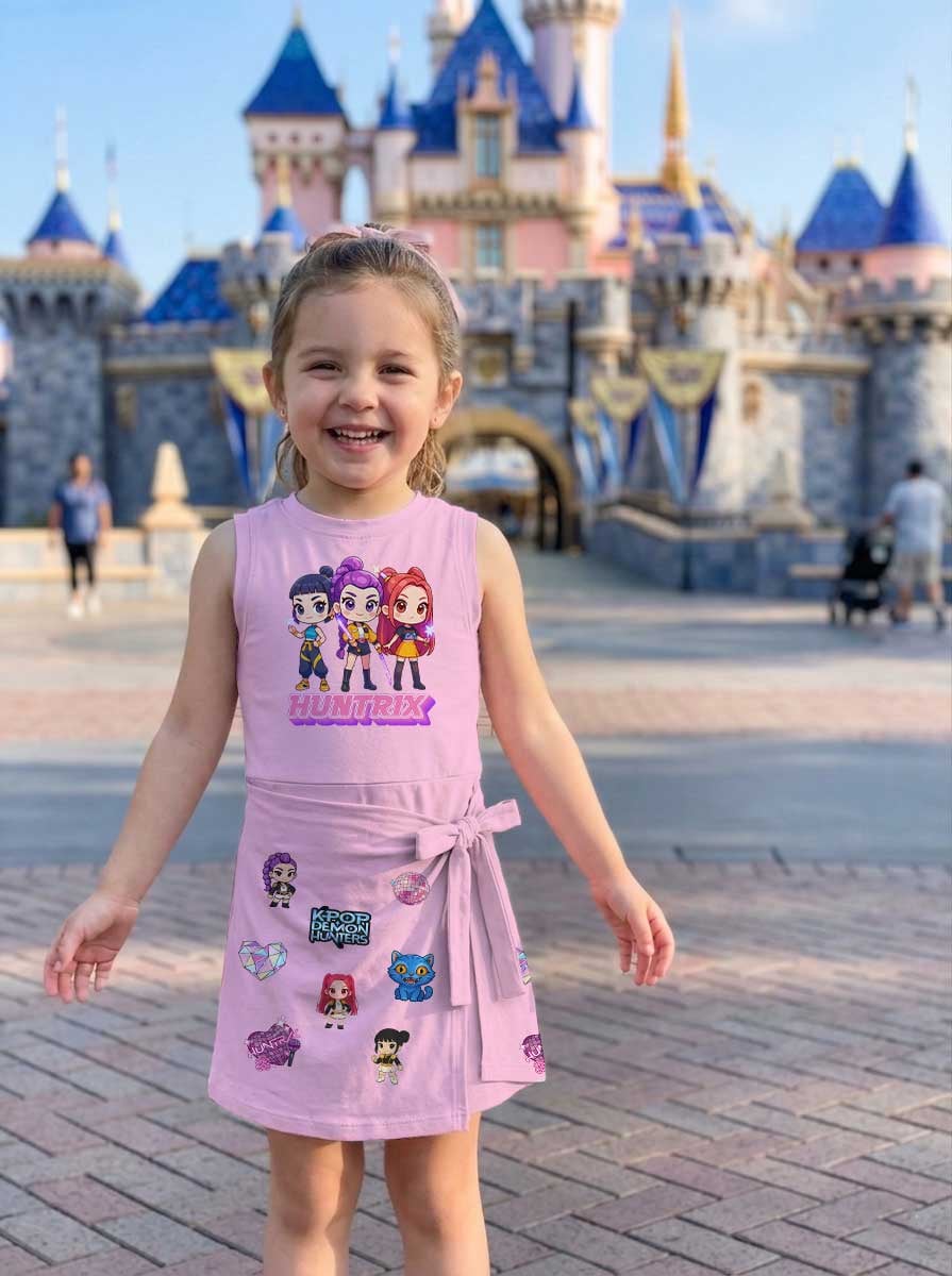 KPop Demon Hunters HUNTR/X Tennis & Skater Dress, Pink Rumi Mira Zoey Character Print Dress, Mother Daughter Matching Outfit, KPop Inspired Theme Park Vacation Clothing - Image 8
