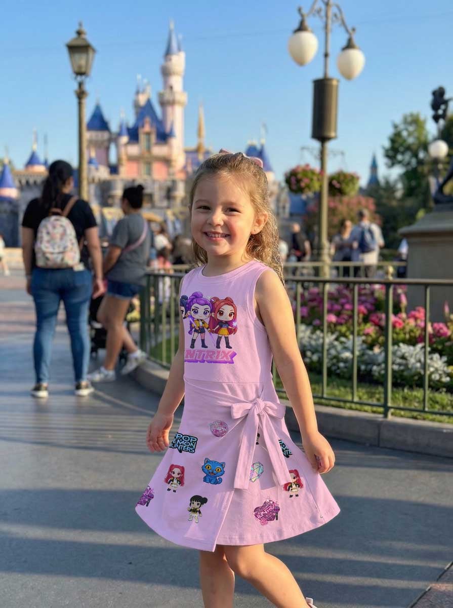 KPop Demon Hunters HUNTR/X Tennis & Skater Dress, Pink Rumi Mira Zoey Character Print Dress, Mother Daughter Matching Outfit, KPop Inspired Theme Park Vacation Clothing - Image 9
