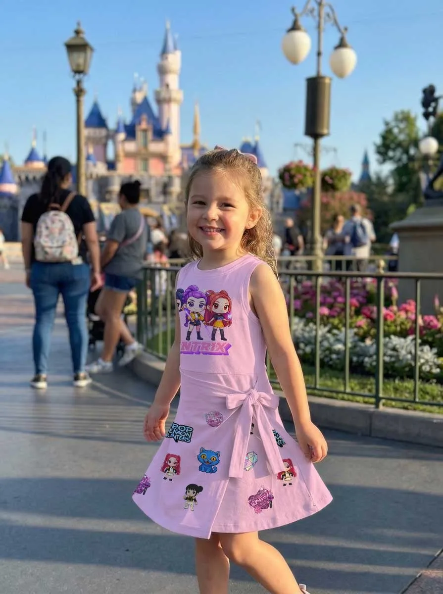 KPop Demon Hunters HUNTR/X Tennis Dress, Pink Rumi Mira Zoey Character Print Dress, Mother Daughter Matching Outfit, KPop Inspired Theme Park Vacation Clothing - Image 9
