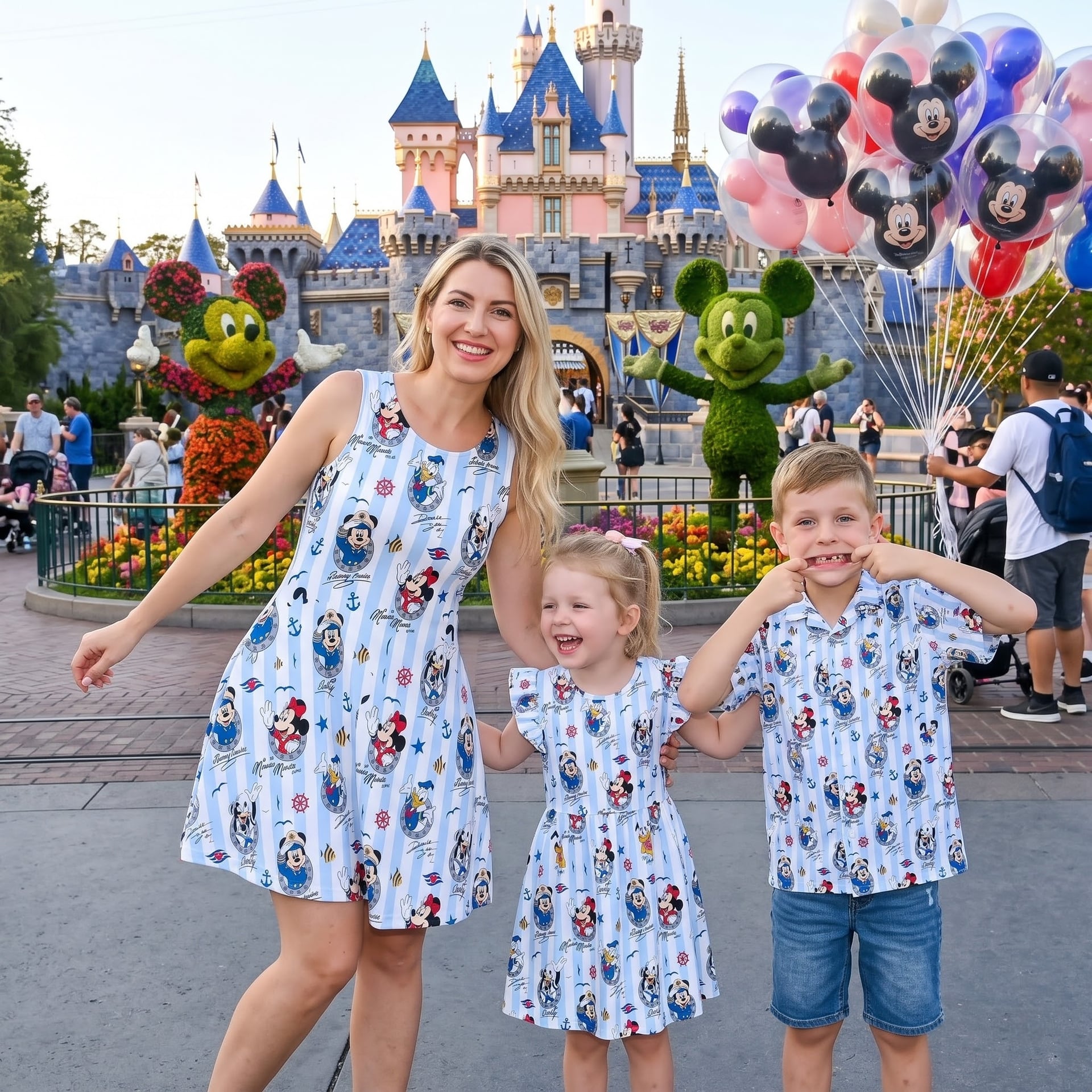 Disney Cruise Inspired Family Matching Outfit, Mickey & Minnie Nautical Print Family Dress & Hawaiian Shirt Set, Cruise Character Outfit, Disney Vacation Clothing, Cute Family Matching Outfit - Image 4