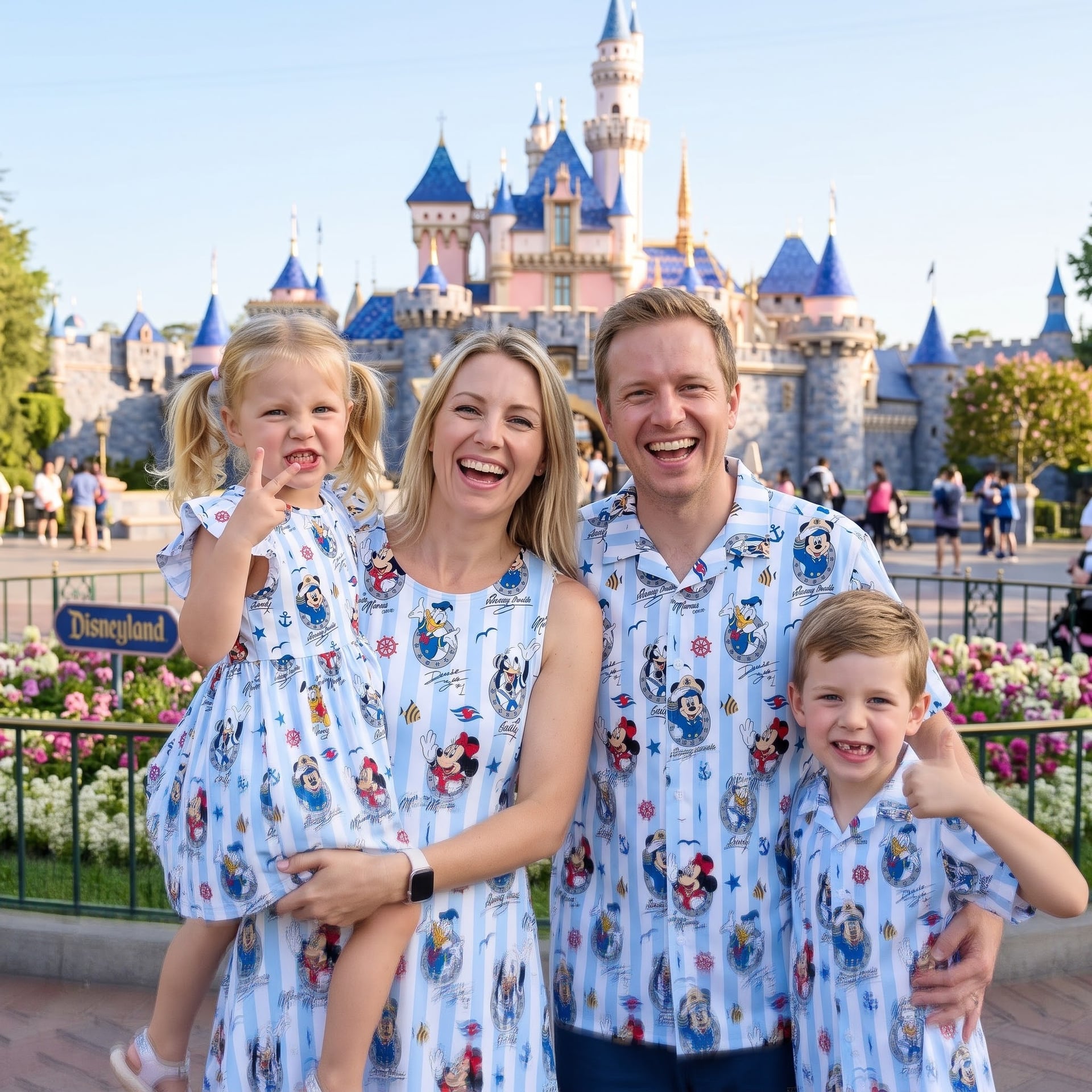 Disney Cruise Inspired Family Matching Outfit, Mickey & Minnie Nautical Print Family Dress & Hawaiian Shirt Set, Cruise Character Outfit, Disney Vacation Clothing, Cute Family Matching Outfit - Image 5