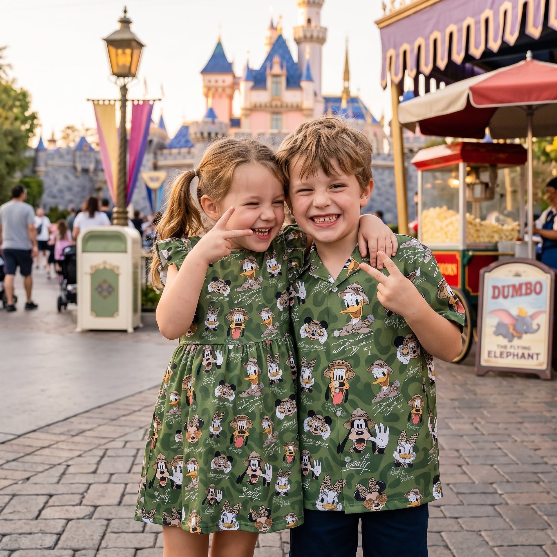 Disney Safari Inspired Family Matching Outfit, Mickey & Friends Green Camo Family Dress & Hawaiian Shirt Set, Safari Character Outfit, Theme Park Vacation Clothing, Cute Family Matching Outfit - Image 5