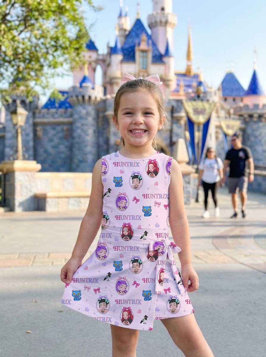 KPop Demon Hunters HUNTR/X Inspired Mother Daughter Matching Tennis Dress, Rumi Mira Zoey Pink Bow Skort Dress, KPop Character Outfit, Theme Park Vacation Clothing, Cute Mommy and Me Outfit - Image 6