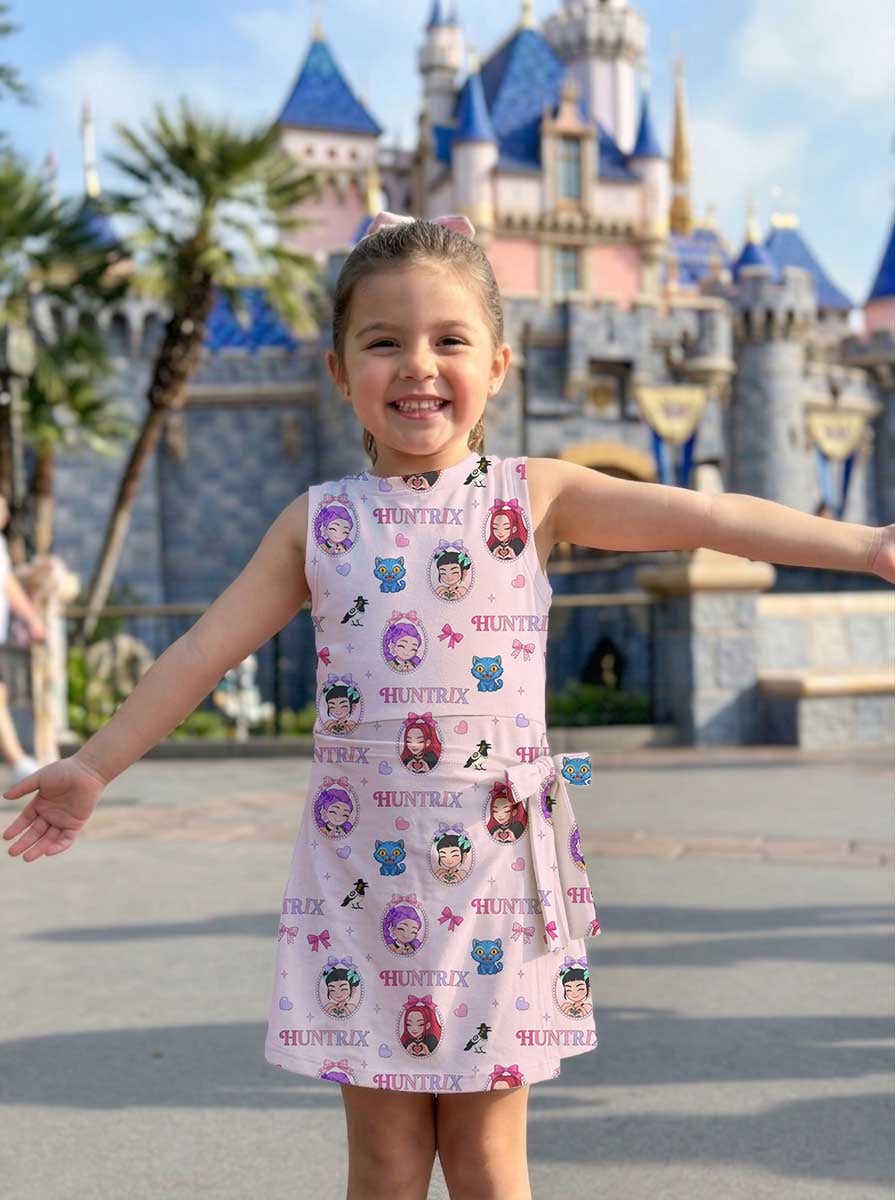 KPop Demon Hunters HUNTR/X Inspired Mother Daughter Matching Tennis Dress, Rumi Mira Zoey Pink Bow Skort Dress, KPop Character Outfit, Theme Park Vacation Clothing, Cute Mommy and Me Outfit - Image 7