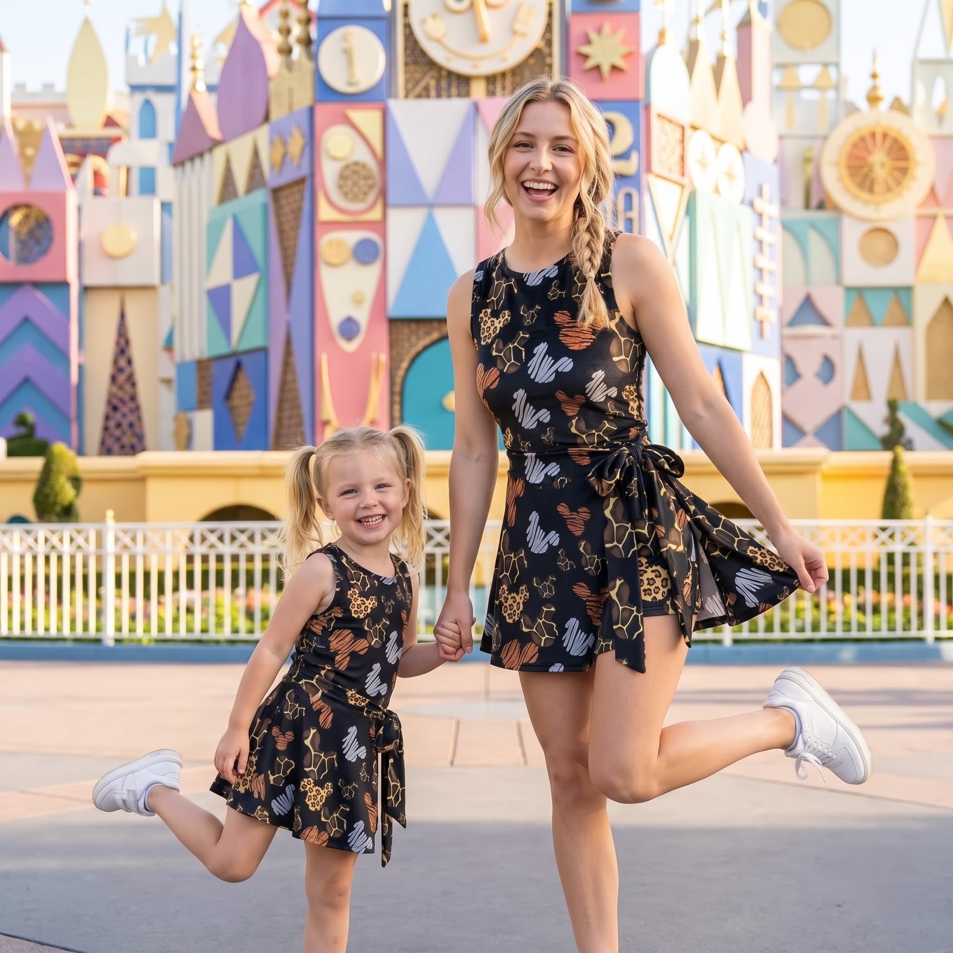 Animal Print Mickey Inspired Mother Daughter Matching Tennis Dress, Leopard Zebra Giraffe Mickey Bow Skort Dress, Safari Character Outfit, Theme Park Vacation Clothing, Cute Mommy and Me Outfit - Image 4