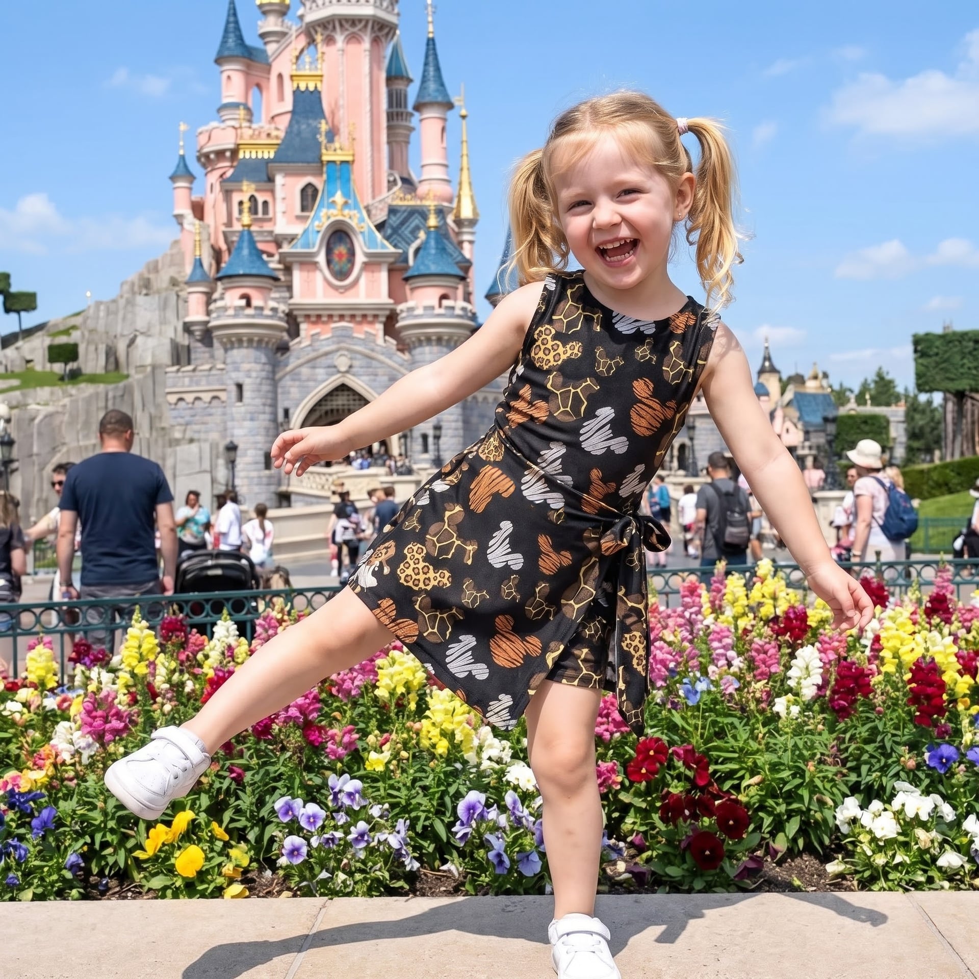 Animal Print Mickey Inspired Mother Daughter Matching Tennis Dress, Leopard Zebra Giraffe Mickey Bow Skort Dress, Safari Character Outfit, Theme Park Vacation Clothing, Cute Mommy and Me Outfit - Image 3