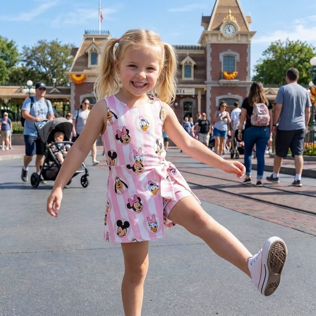 Disney Mickey & Minnie Inspired Mother Daughter Matching Tennis Dress, Pink Stripe Mickey Minnie Daisy Bow Skort Dress, Classic Character Outfit, Theme Park Vacation Clothing, Cute Mommy and Me Outfit - Image 4
