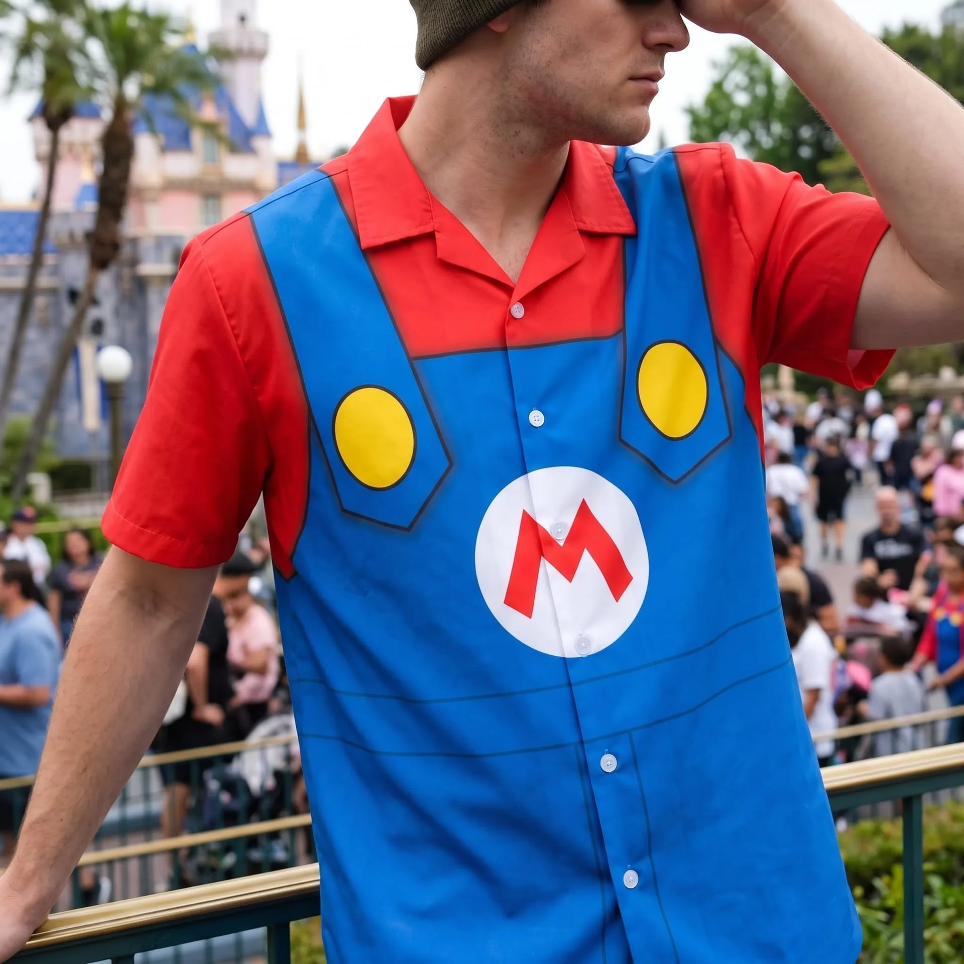 Mario & Princess Peach Inspired Matching Couple Outfit, Mario Hawaiian Shirt & Princess Peach Tennis Dress, Video Game Character Outfit, Theme Park Vacation Clothing, Cute Couple Park Outfit - Image 3