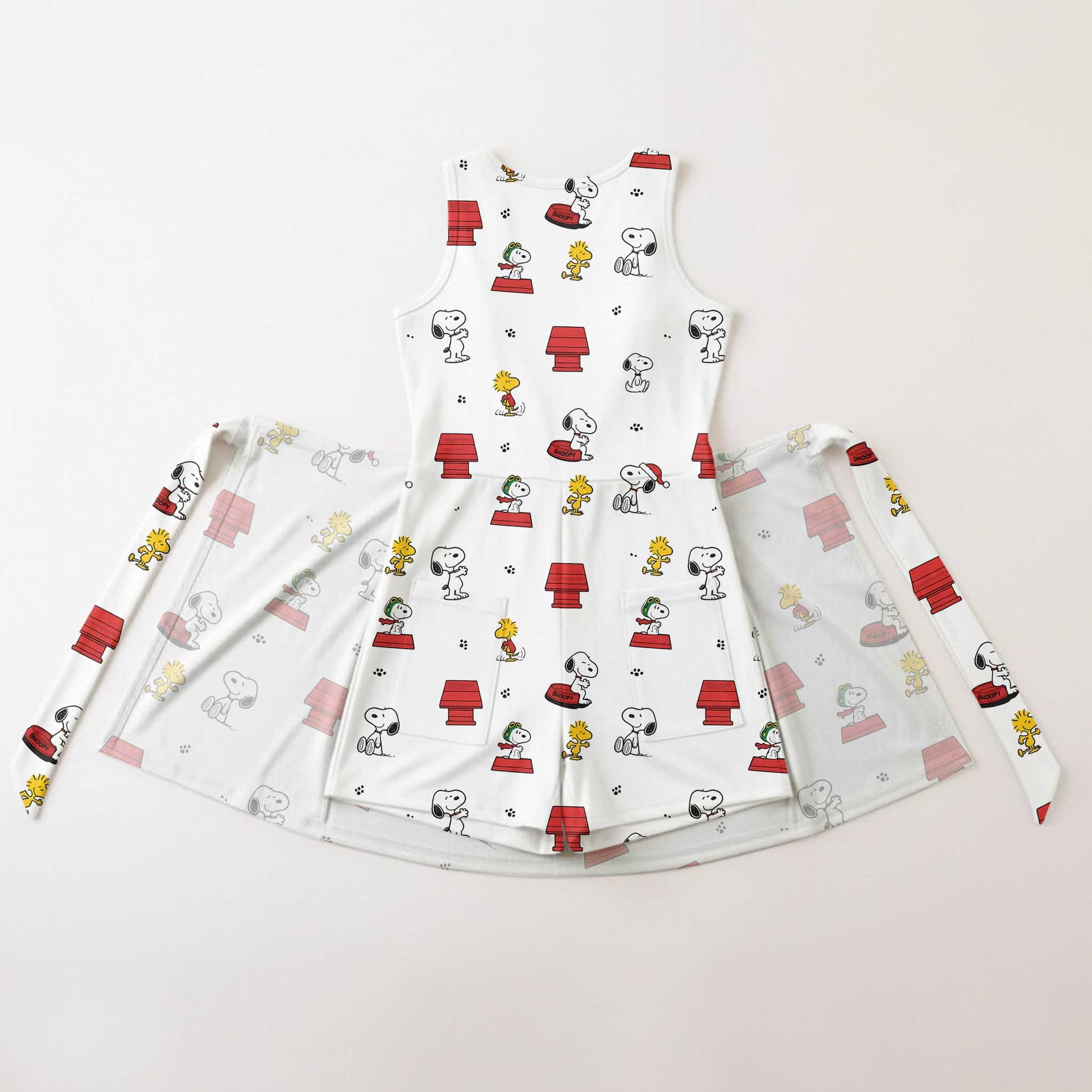 Snoopy & Woodstock Inspired Mother Daughter Matching Tennis Dress, Peanuts Cartoon White Bow Skort Dress, Cute Dog Character Outfit, Theme Park Vacation Clothing, Cute Mommy and Me Outfit - Image 2