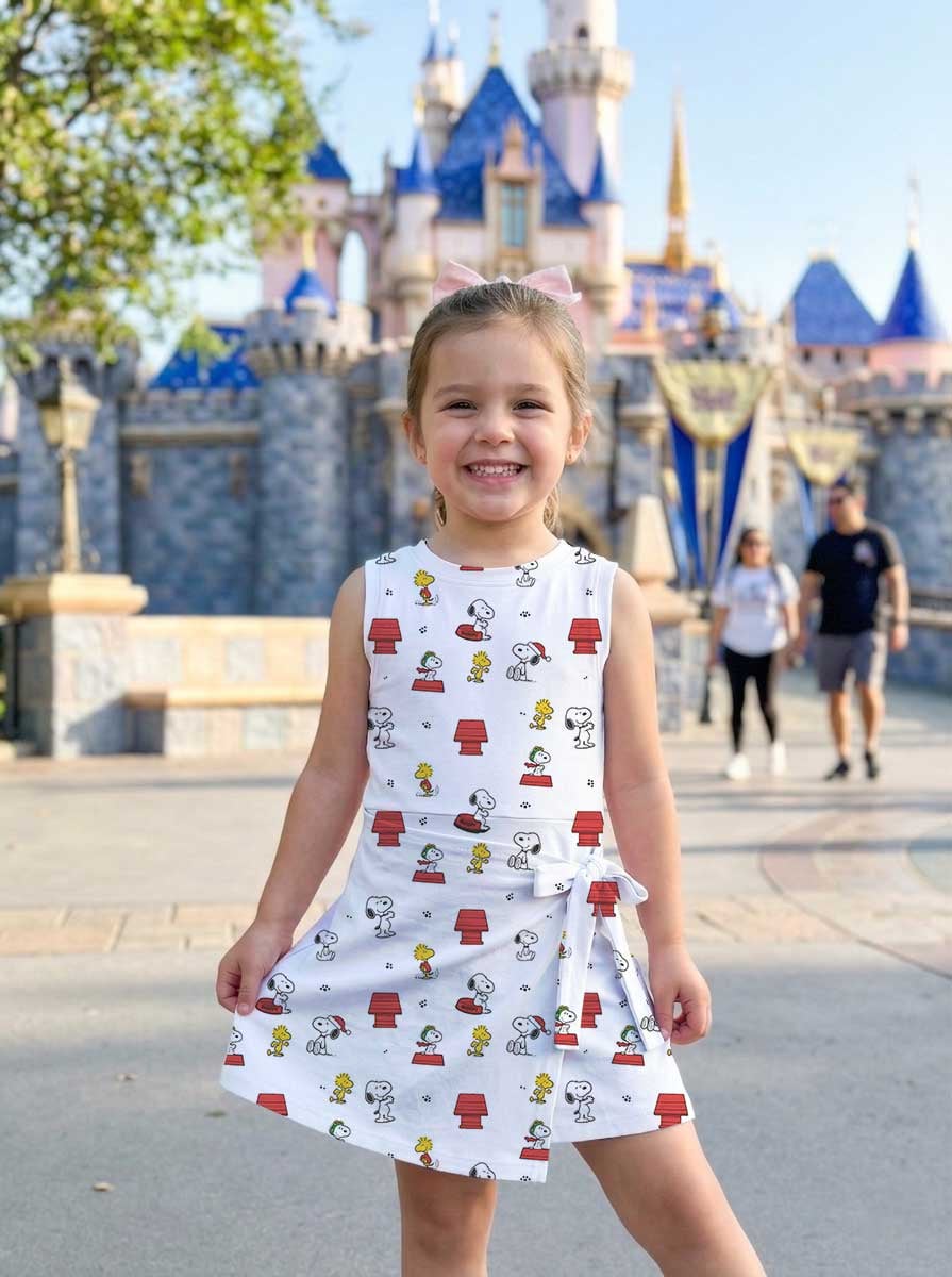 Snoopy & Woodstock Inspired Mother Daughter Matching Tennis Dress, Peanuts Cartoon White Bow Skort Dress, Cute Dog Character Outfit, Theme Park Vacation Clothing, Cute Mommy and Me Outfit - Image 9