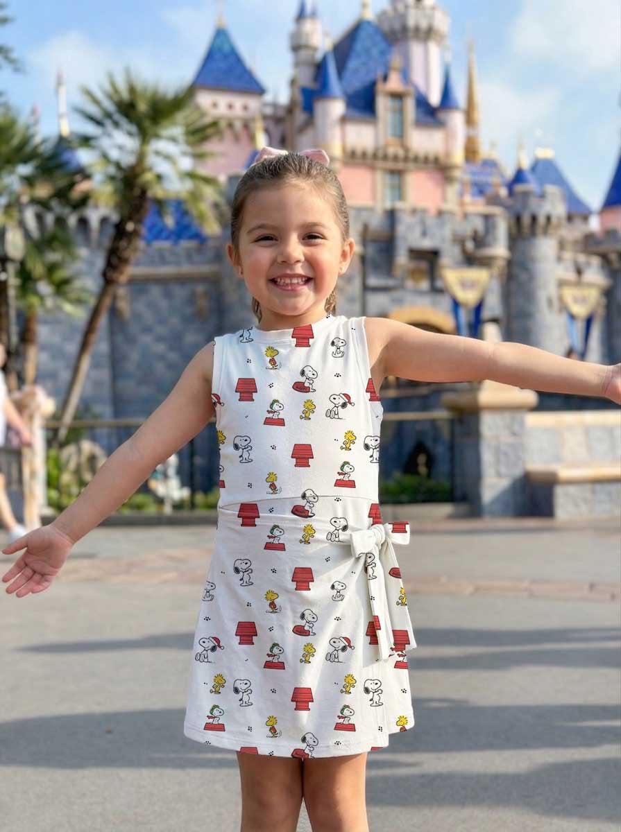 Snoopy & Woodstock Inspired Mother Daughter Matching Tennis Dress, Peanuts Cartoon White Bow Skort Dress, Cute Dog Character Outfit, Theme Park Vacation Clothing, Cute Mommy and Me Outfit - Image 8