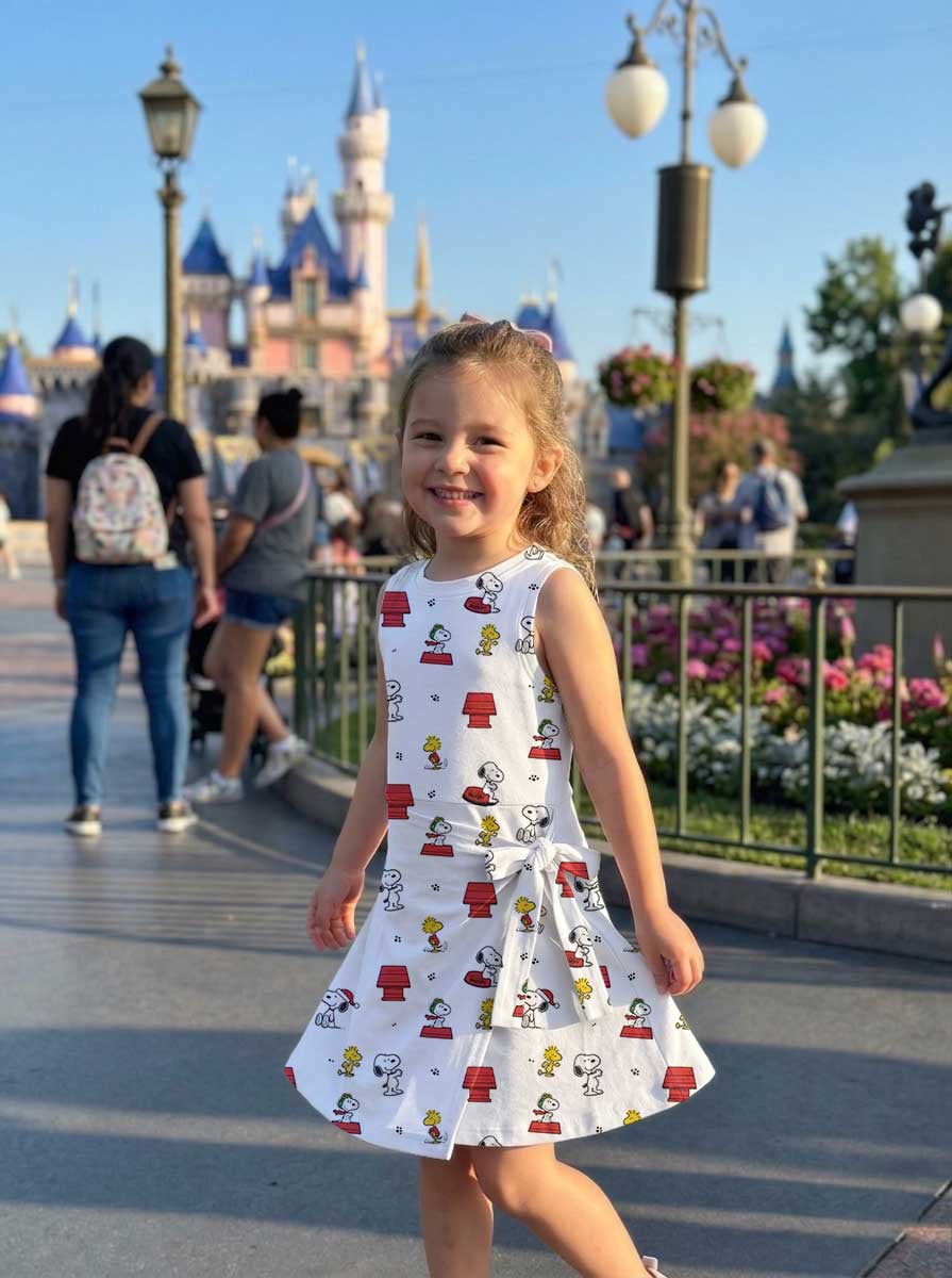 Snoopy & Woodstock Inspired Mother Daughter Matching Tennis Dress, Peanuts Cartoon White Bow Skort Dress, Cute Dog Character Outfit, Theme Park Vacation Clothing, Cute Mommy and Me Outfit - Image 6