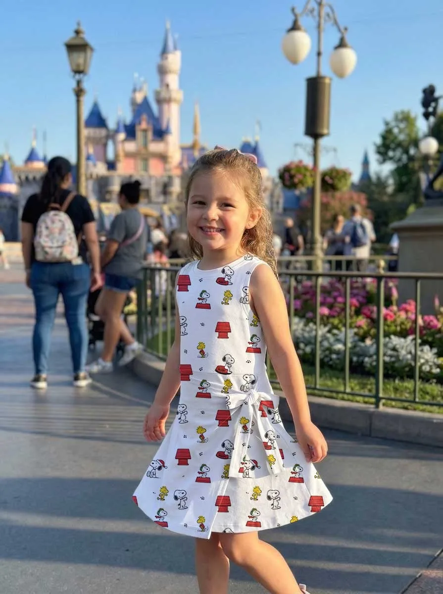 Snoopy & Woodstock Inspired Mother Daughter Matching Tennis Dress, Peanuts Cartoon White Bow Skort Dress, Cute Dog Character Outfit, Theme Park Vacation Clothing, Cute Mommy and Me Outfit - Image 6