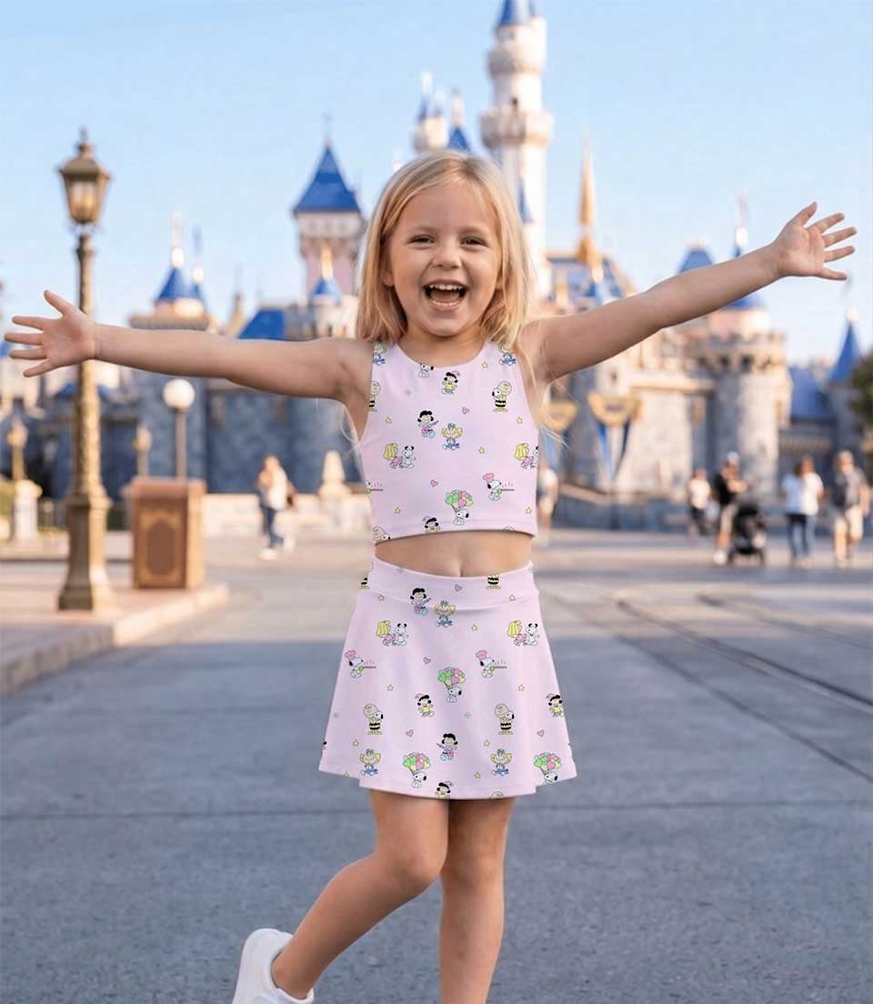 Snoopy & Peanuts Inspired Tennis & Skater Dress, Pink Charlie Brown & Friends Character Print Dress, Mother Daughter Matching Outfit, Cute Cartoon Vacation Clothing - Image 6