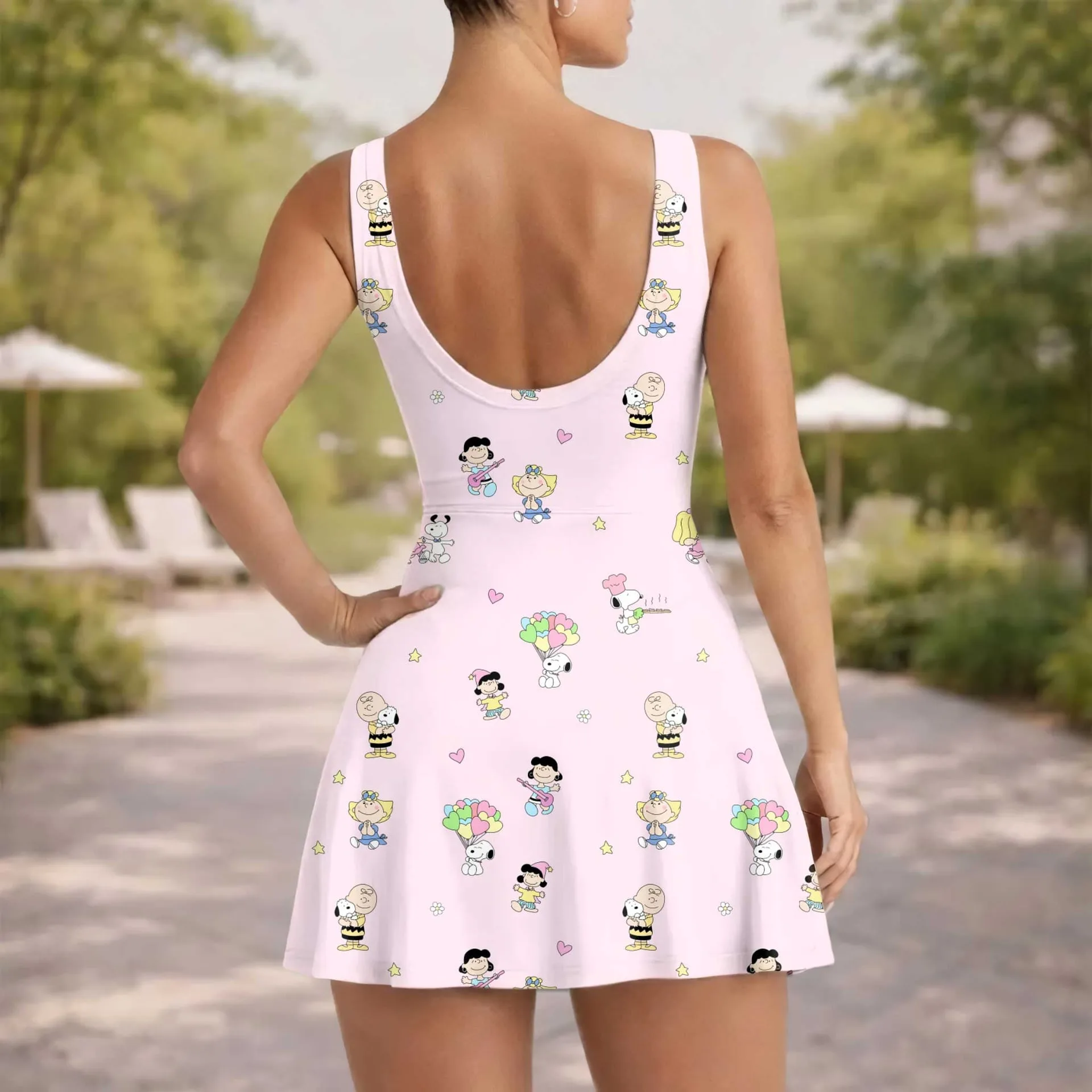Halloween Ghost Tennis Dress, Pink Boo Ghost & Pumpkin Print Dress, Mother Daughter Matching Outfit, Halloween Inspired Theme Park Vacation Clothing - Image 5