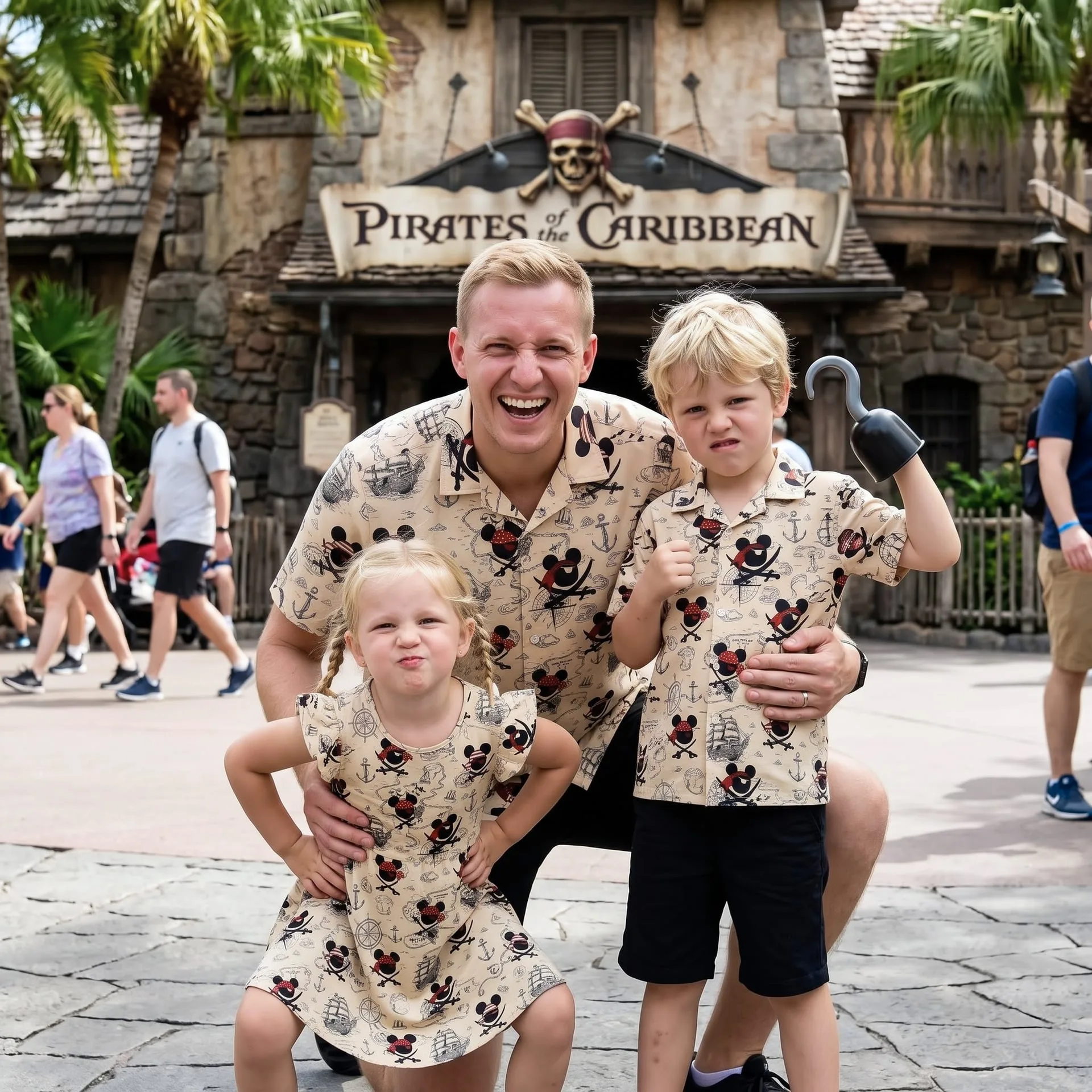 Pirate Mickey Family Matching Outfit, Mickey Mouse Pirate Print Hawaiian Shirt & Dress, Mom Dad Kids Matching Clothing, Theme Park Vacation Outfit, Cute Family Disney Trip Clothes - Image 2