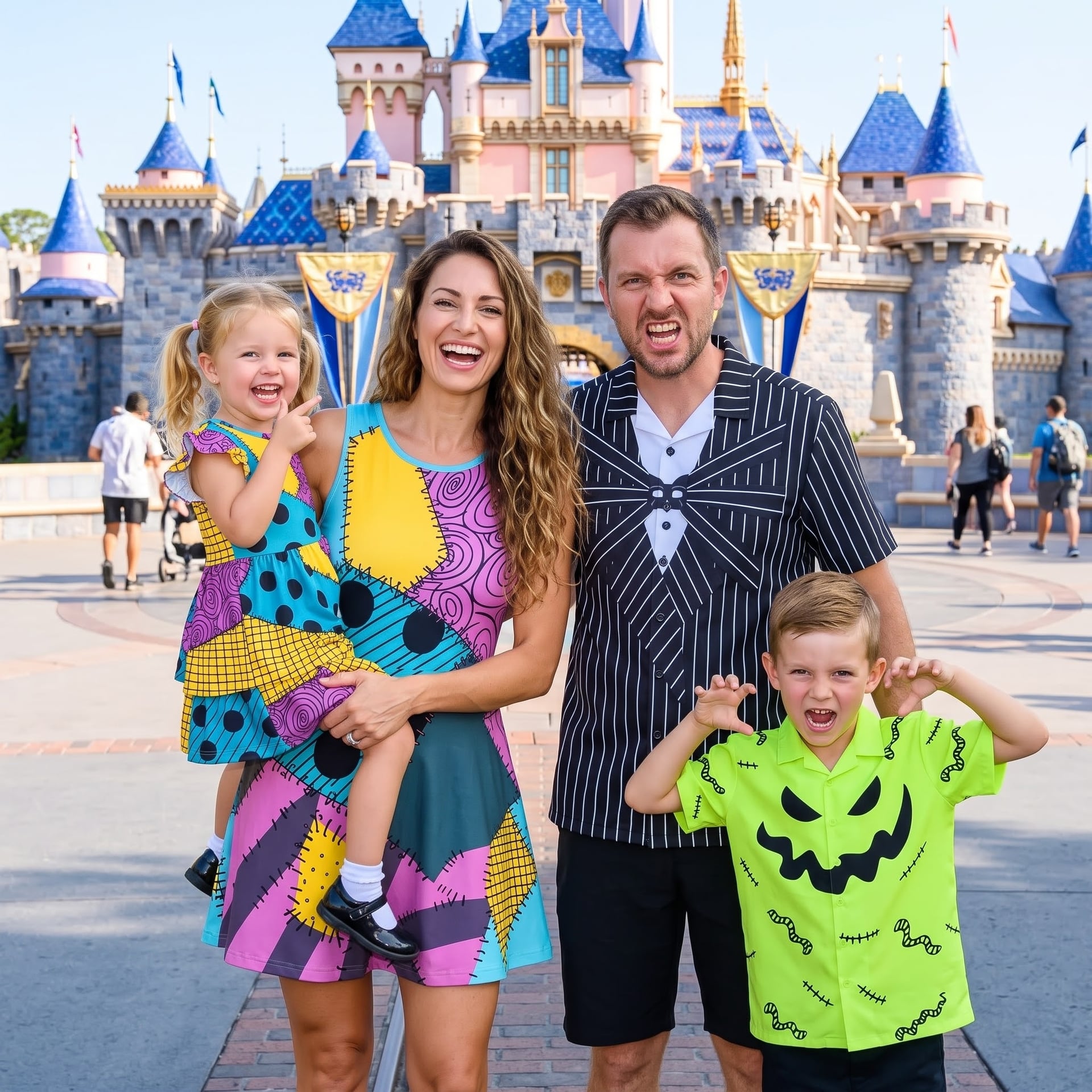 Nightmare Before Christmas Family Matching Outfit, Sally Inspired Tennis Dress, Oogie Boogie & Jack Skellington Hawaiian Shirts, Halloween Theme Park Vacation Clothing, Mom Dad Kids Matching Outfit - Image 3