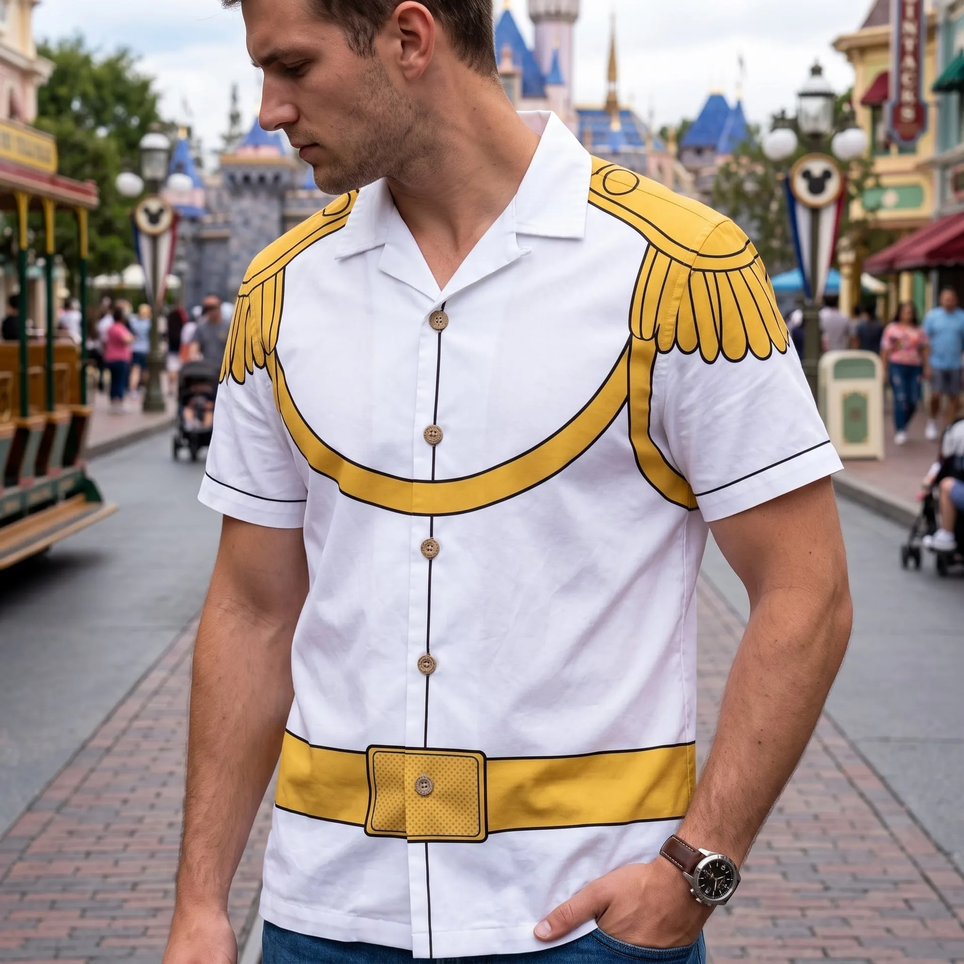Cinderella & Prince Charming Inspired Couple Outfit, Cinderella Tennis & Skater Dress, Prince Charming Hawaiian Shirt, Fairy Tale Character Matching Outfit, Theme Park Vacation Clothing - Image 3